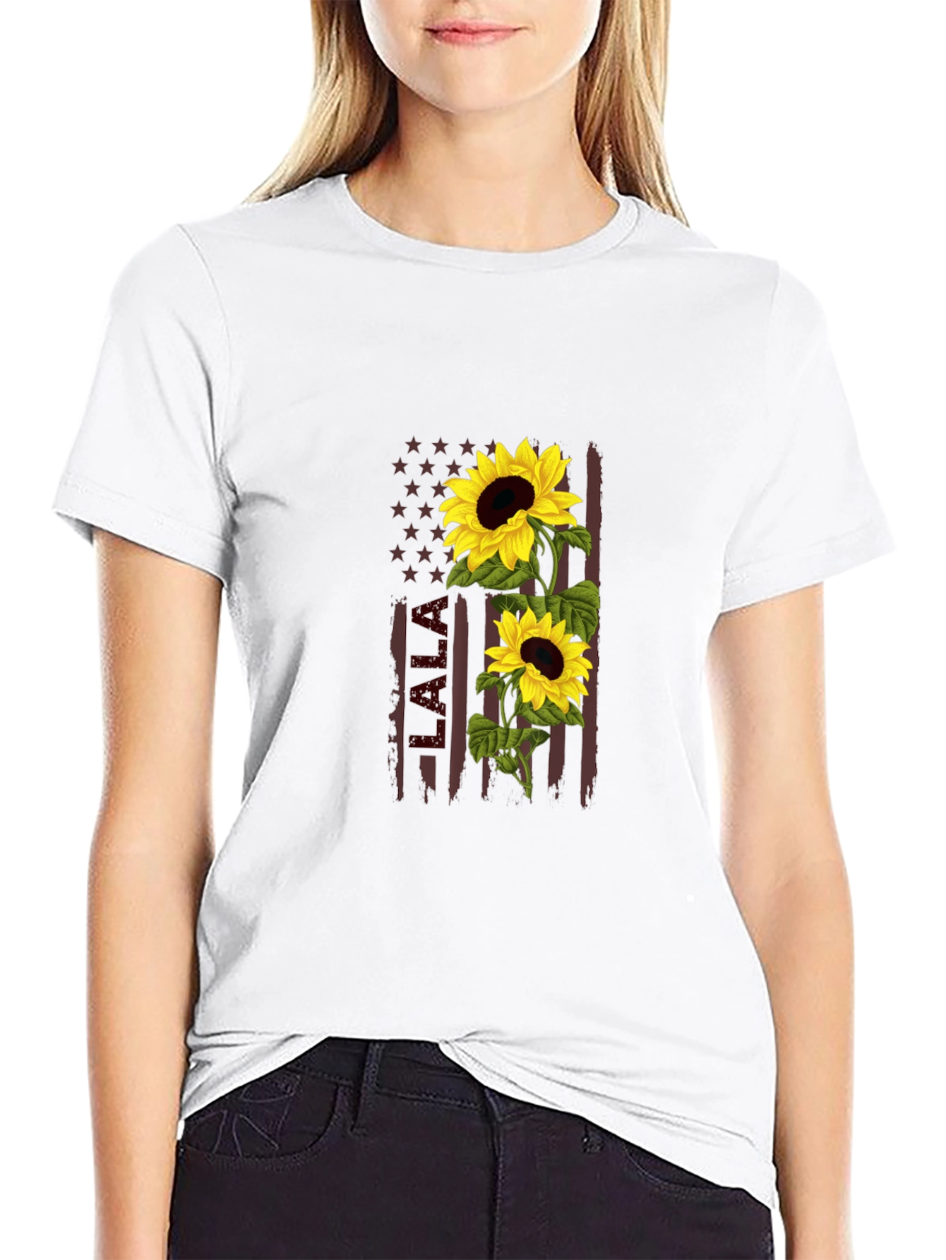 Sunflower American Flag Graphic Tee