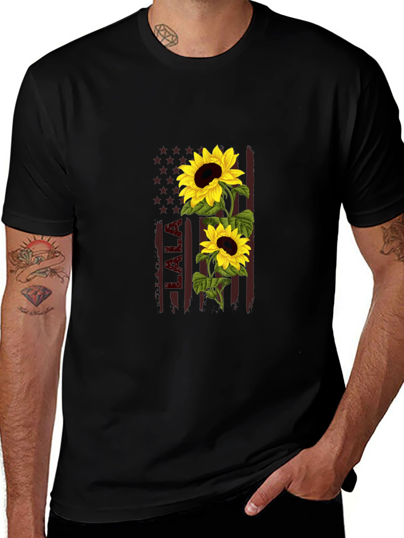 Sunflower American Flag Graphic Tee