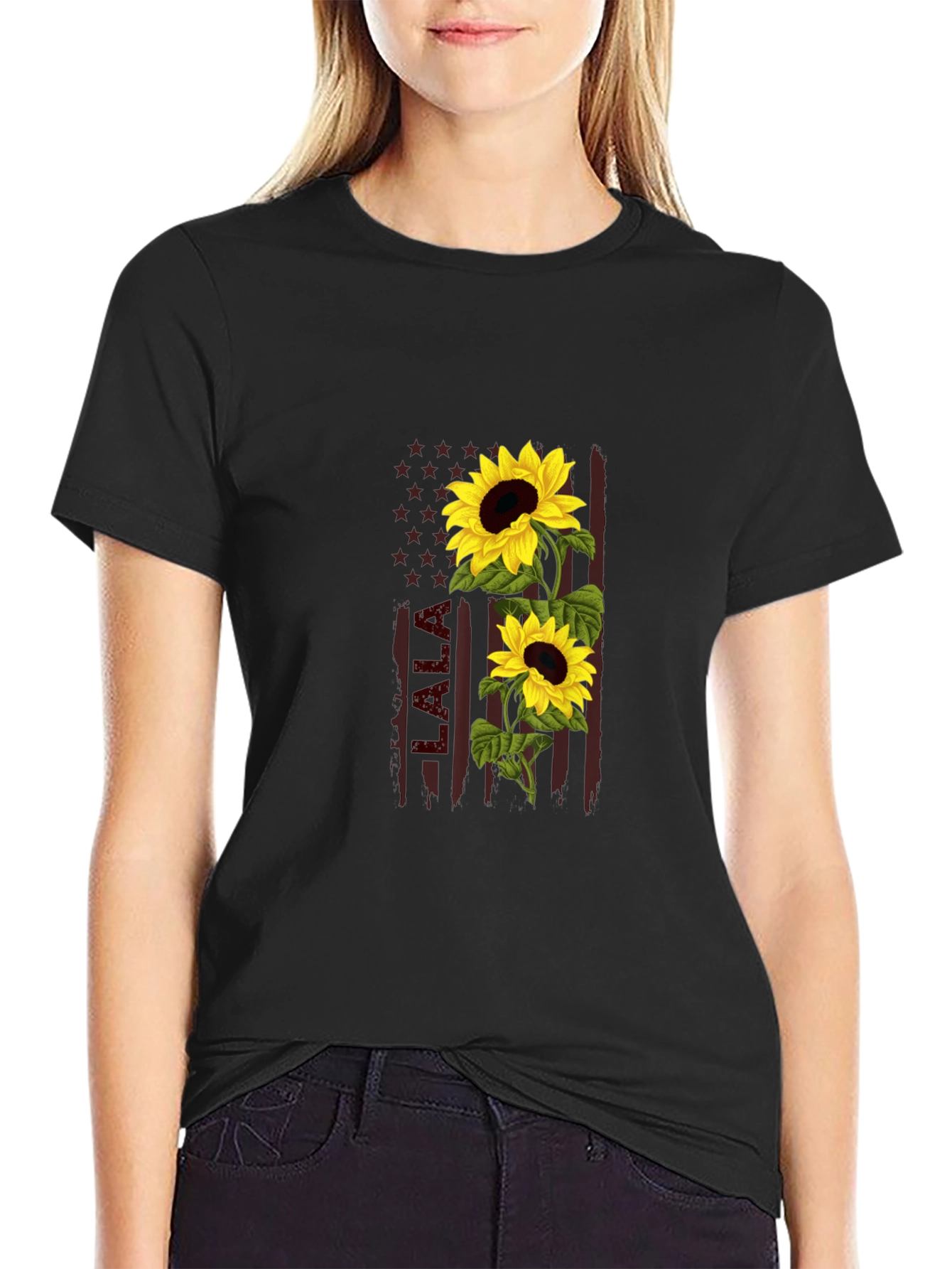 Sunflower American Flag Graphic Tee