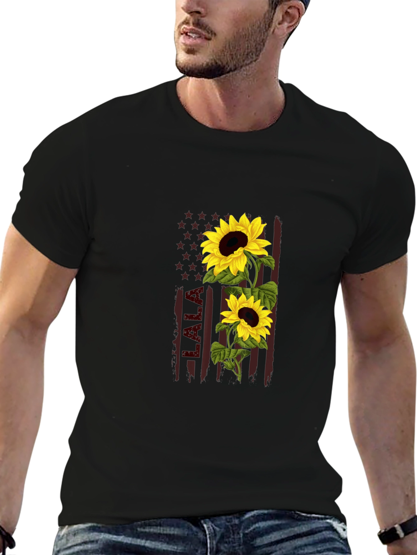 Sunflower American Flag Graphic Tee