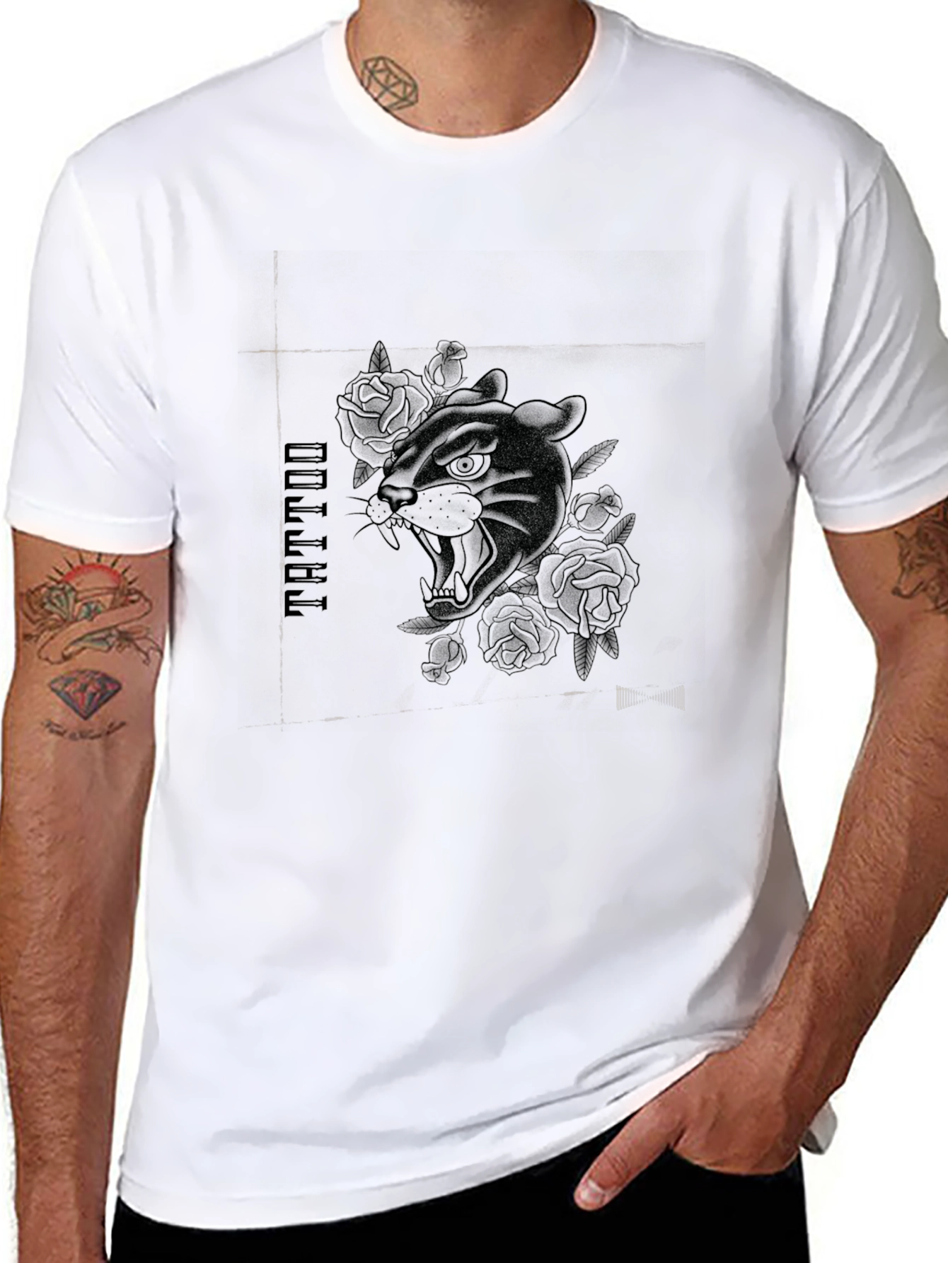 Black Tattoo Panther Graphic Tee