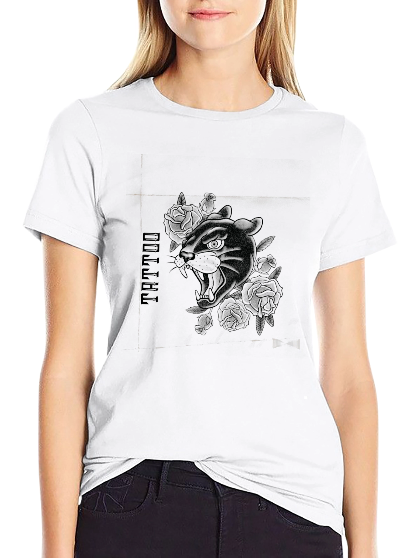 Black Tattoo Panther Graphic Tee