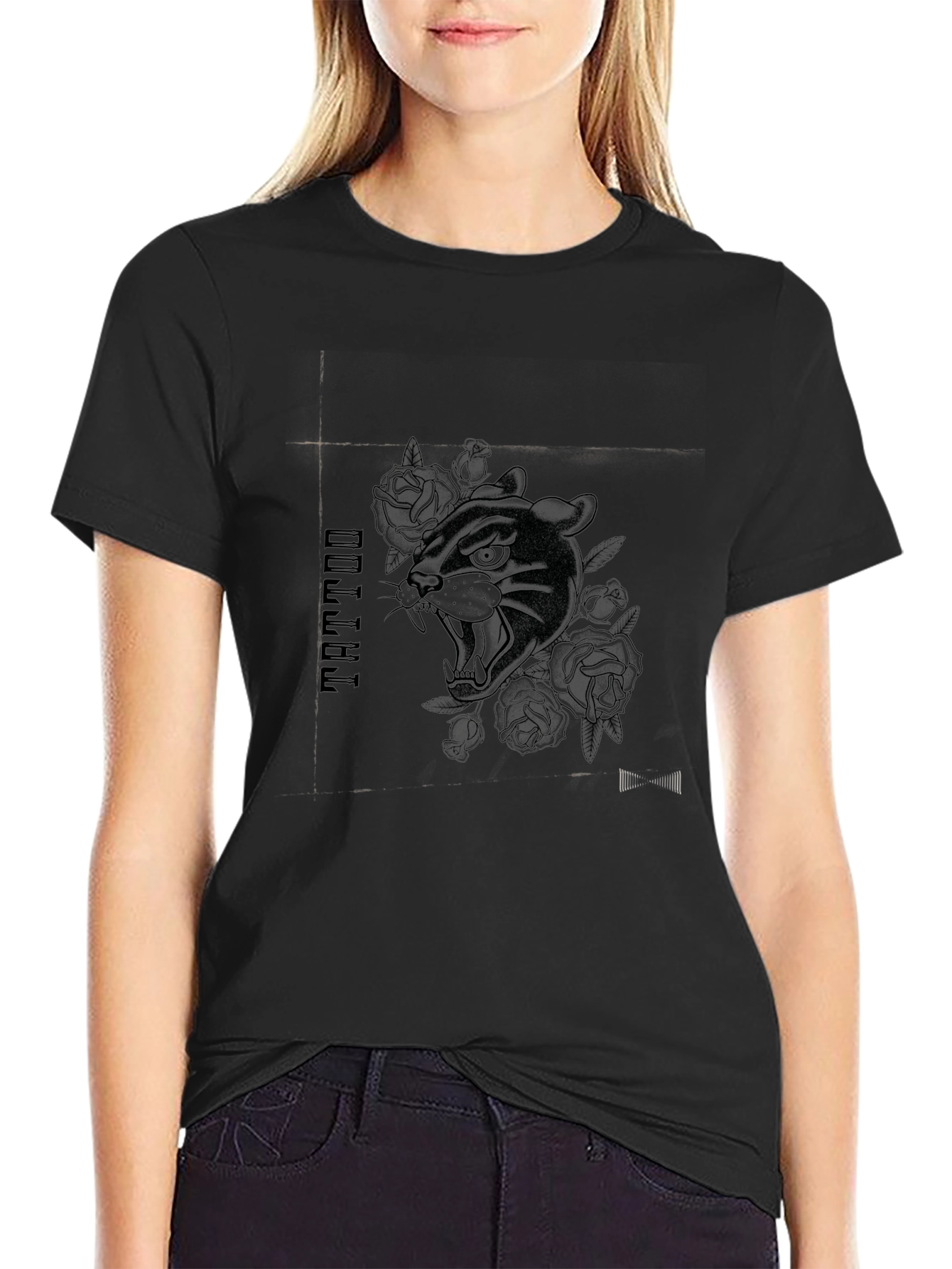 Black Tattoo Panther Graphic Tee