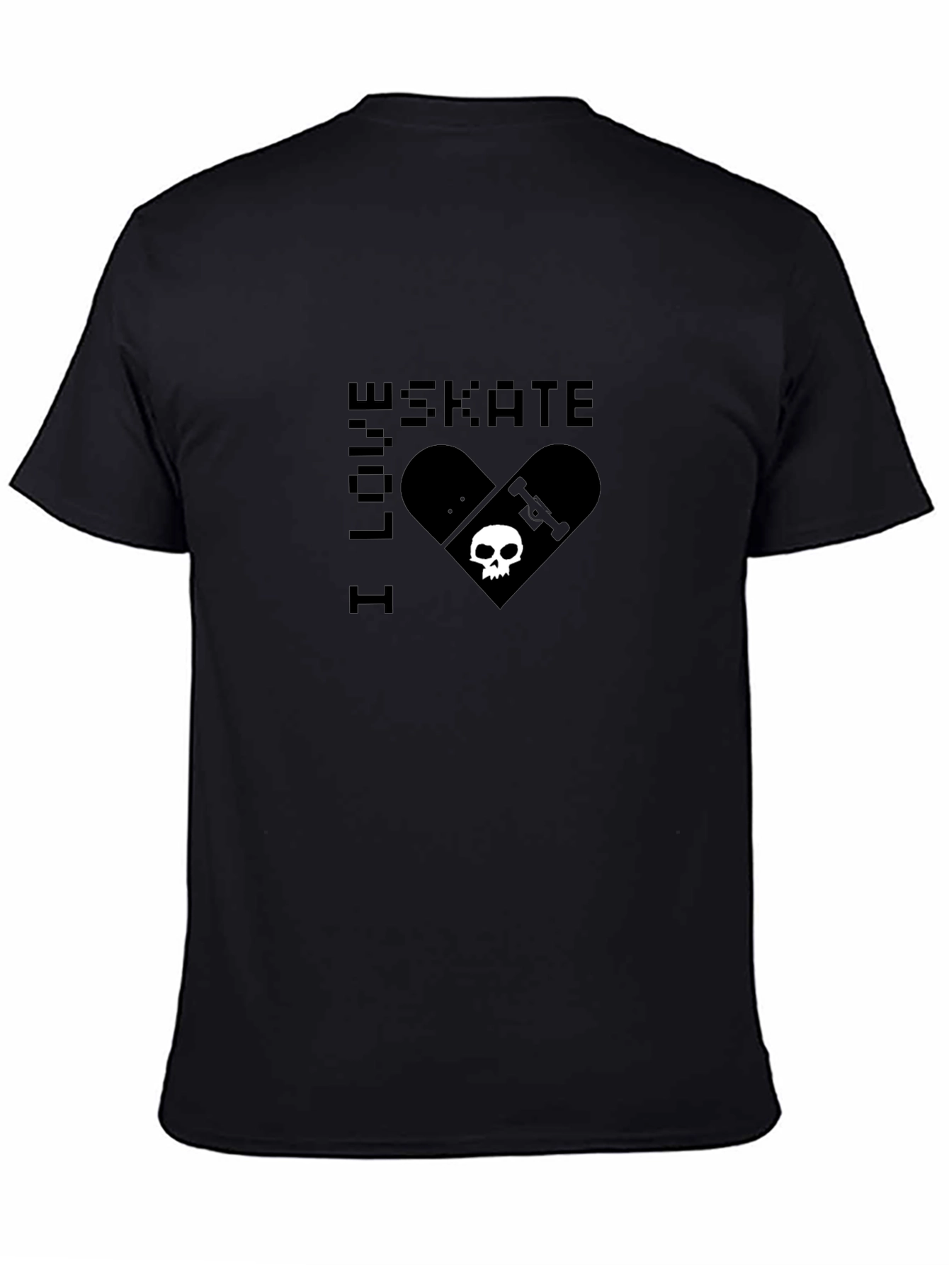 I Love Skate T-Shirt - Skull Skateboard Design