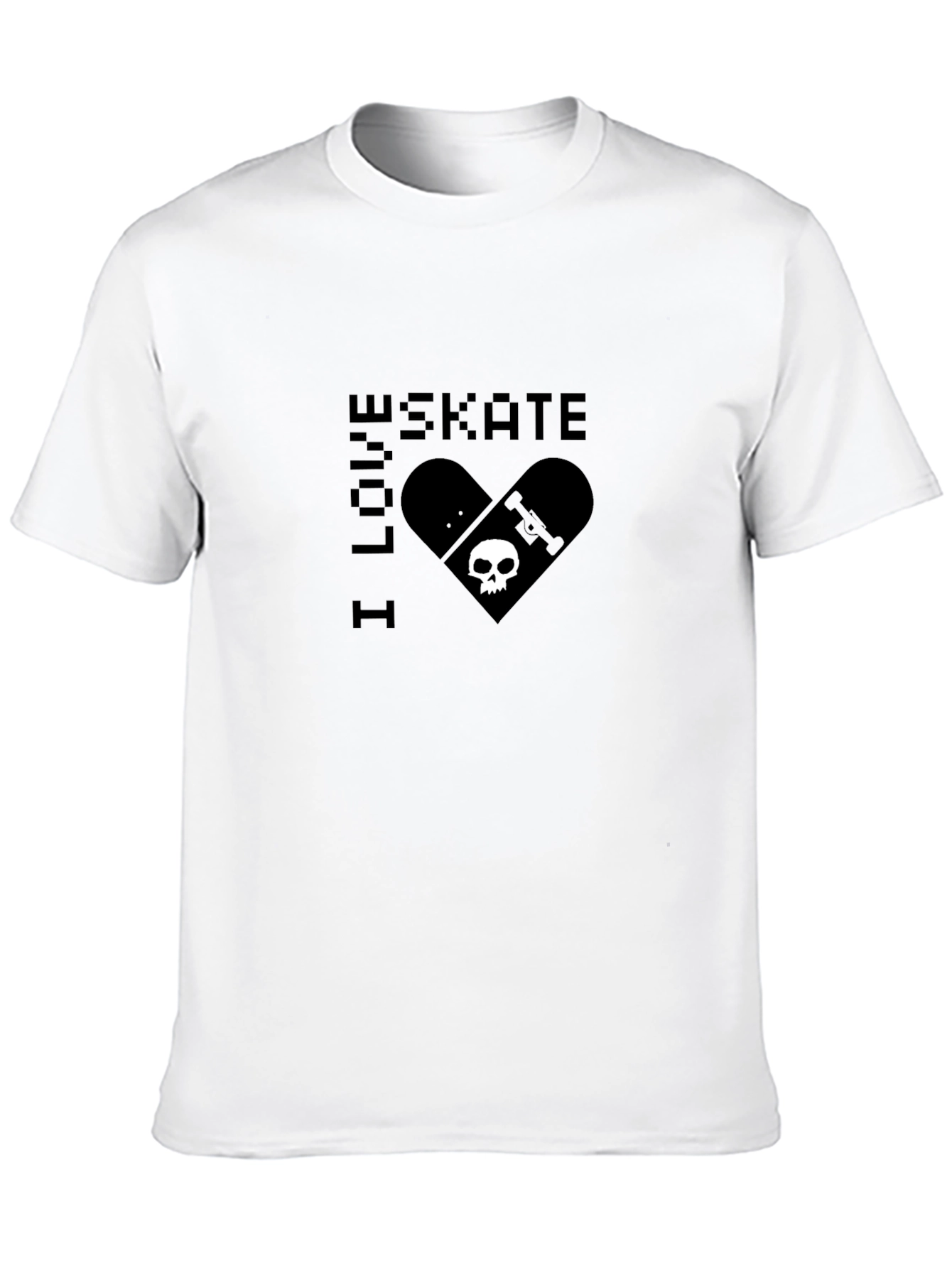I Love Skate T-Shirt - Skull Skateboard Design