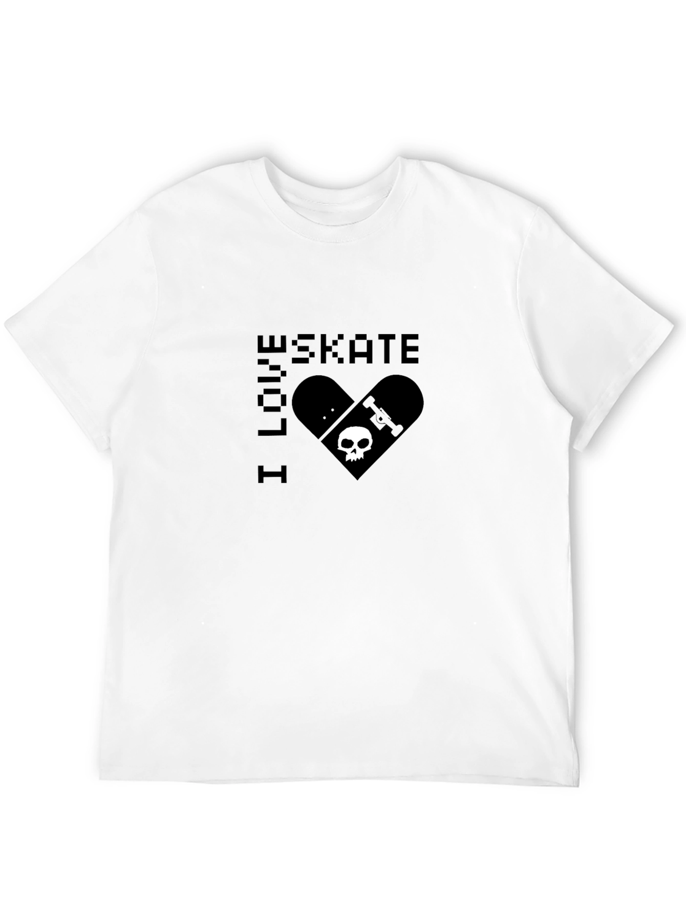 I Love Skate T-Shirt - Skull Skateboard Design