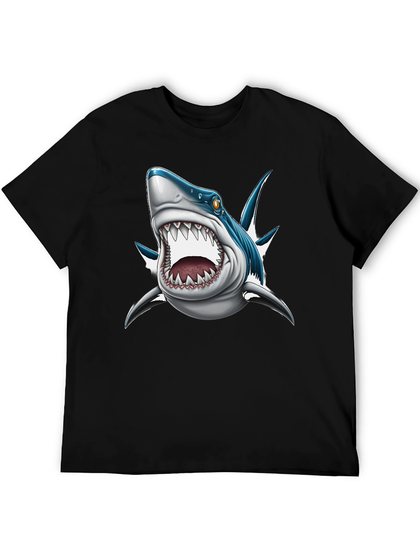 Mens Black Shark Graphic Print T-Shirt