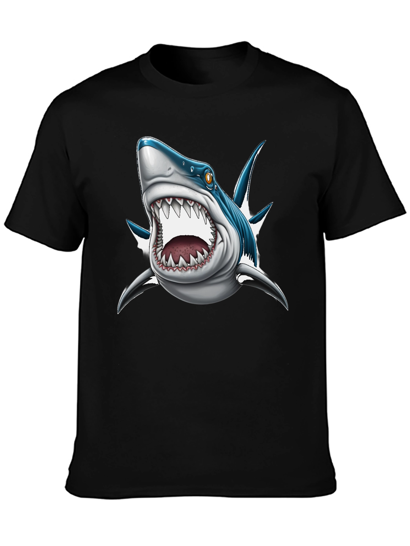 Mens Black Shark Graphic Print T-Shirt