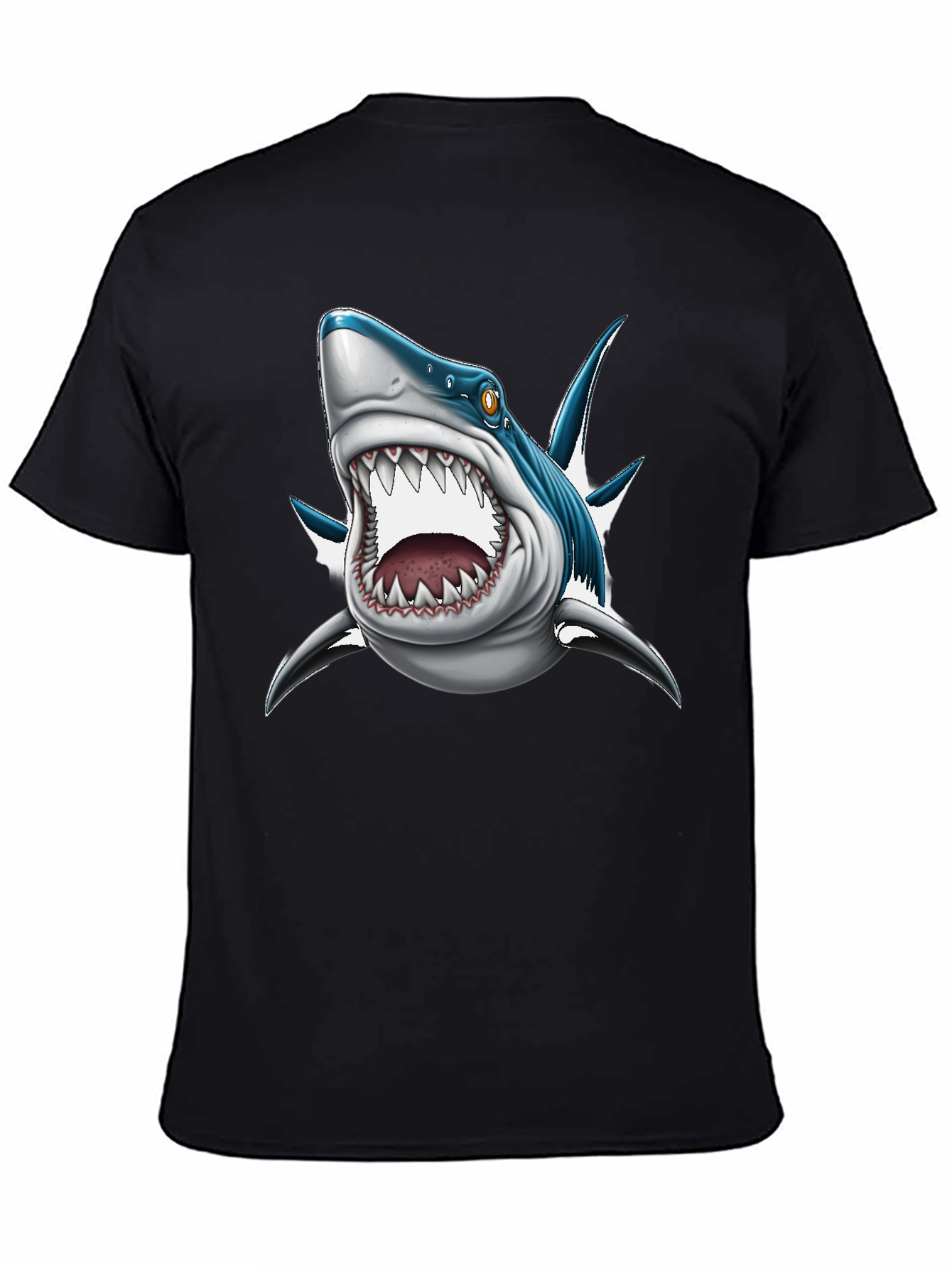 Mens Black Shark Graphic Print T-Shirt