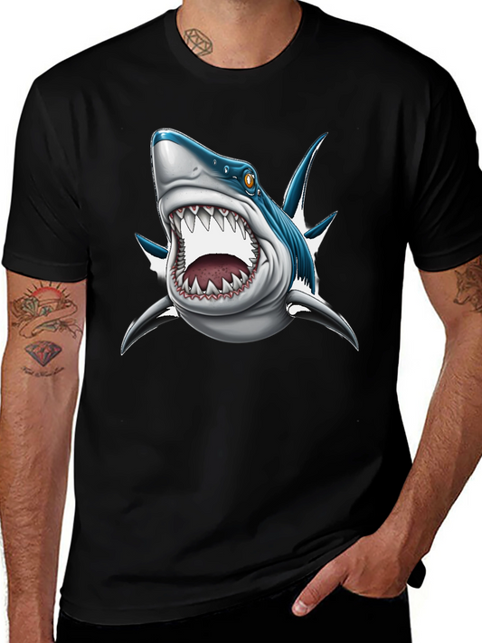 Mens Black Shark Graphic Print T-Shirt