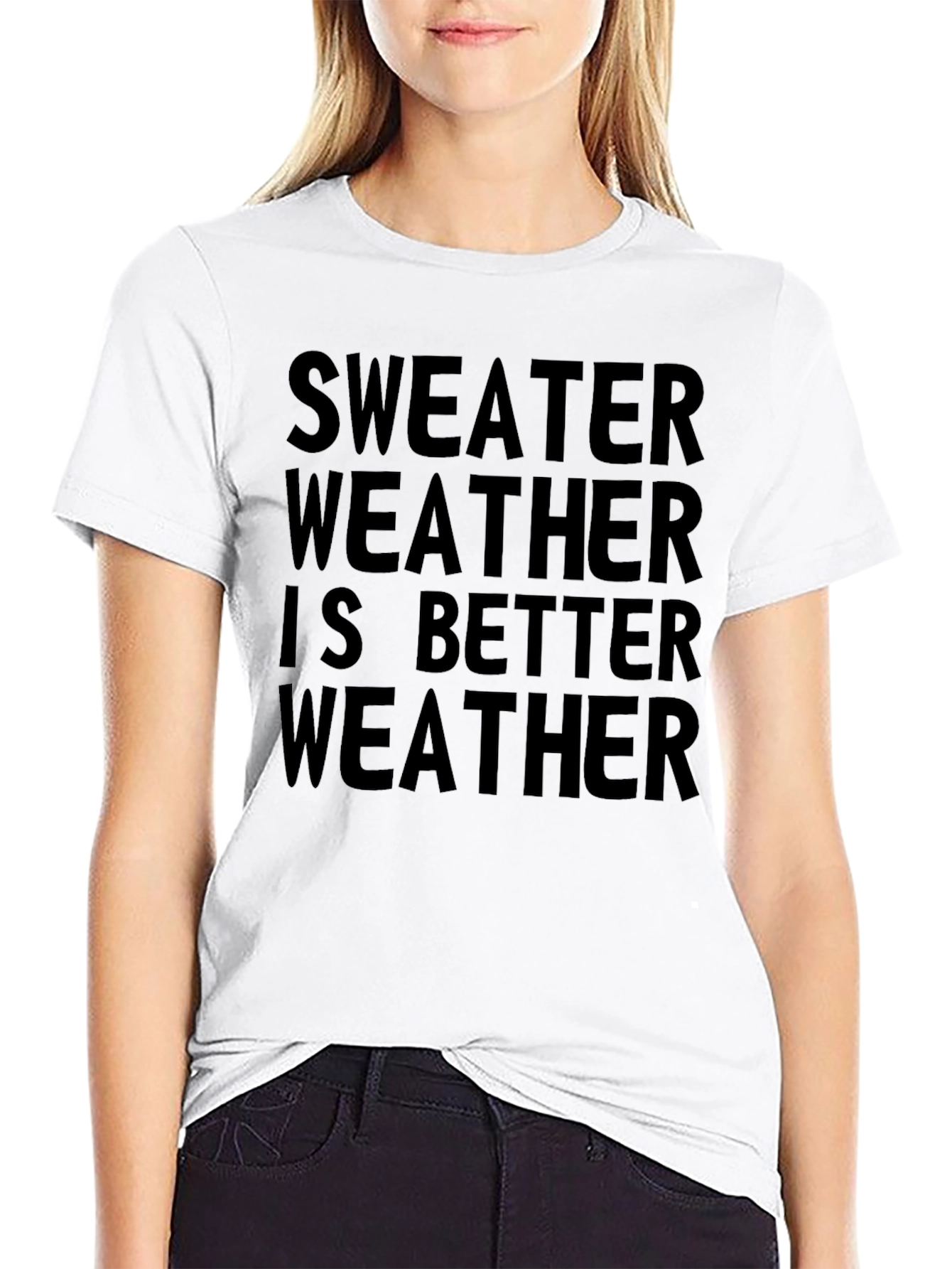 Sweater Weather Tee - Black Crew Neck T-Shirt