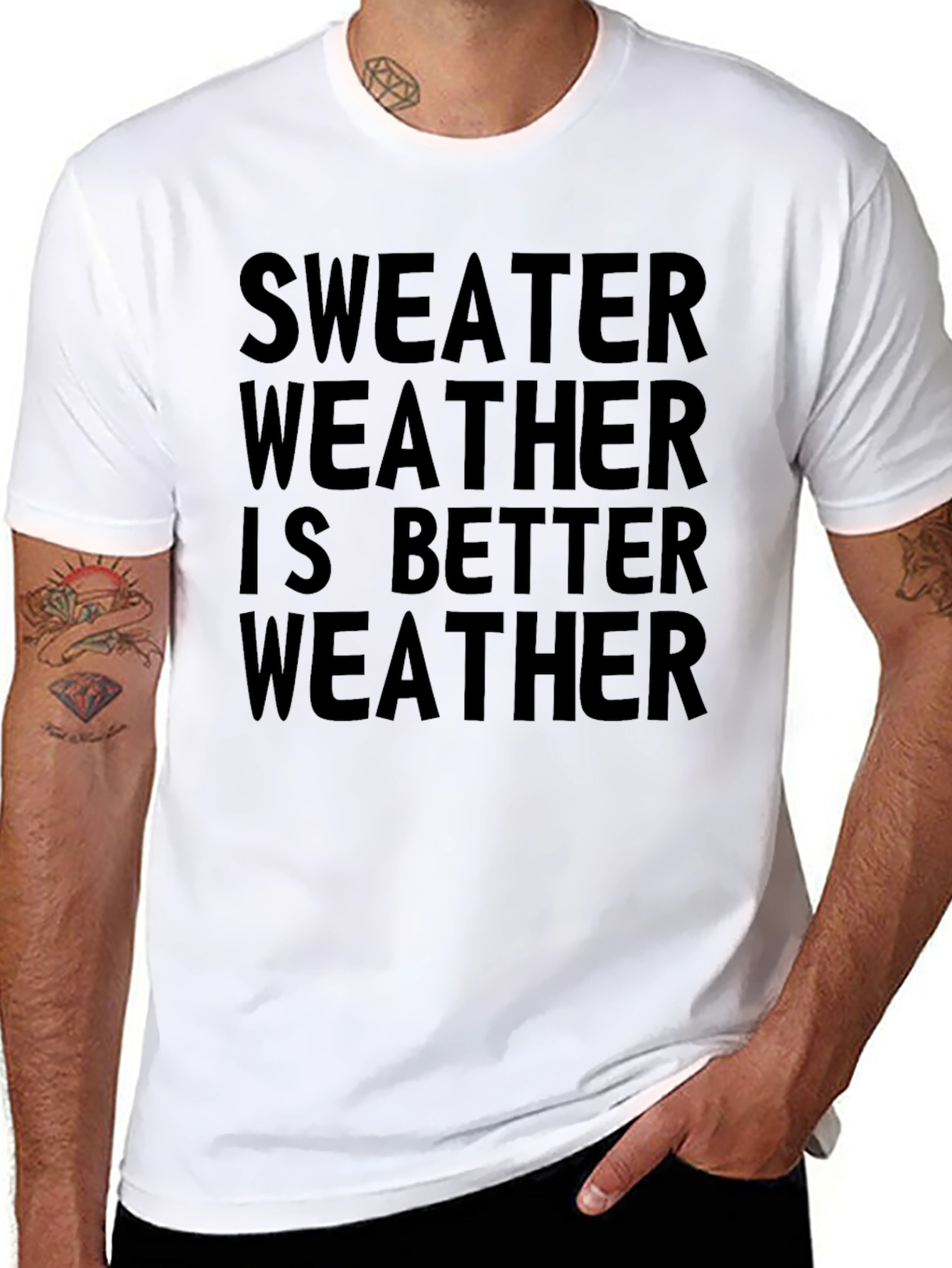 Sweater Weather Tee - Black Crew Neck T-Shirt