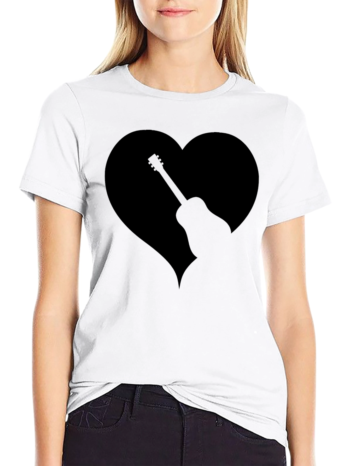 Guitar Heart Graphic Tee - Mens Black T-Shirt