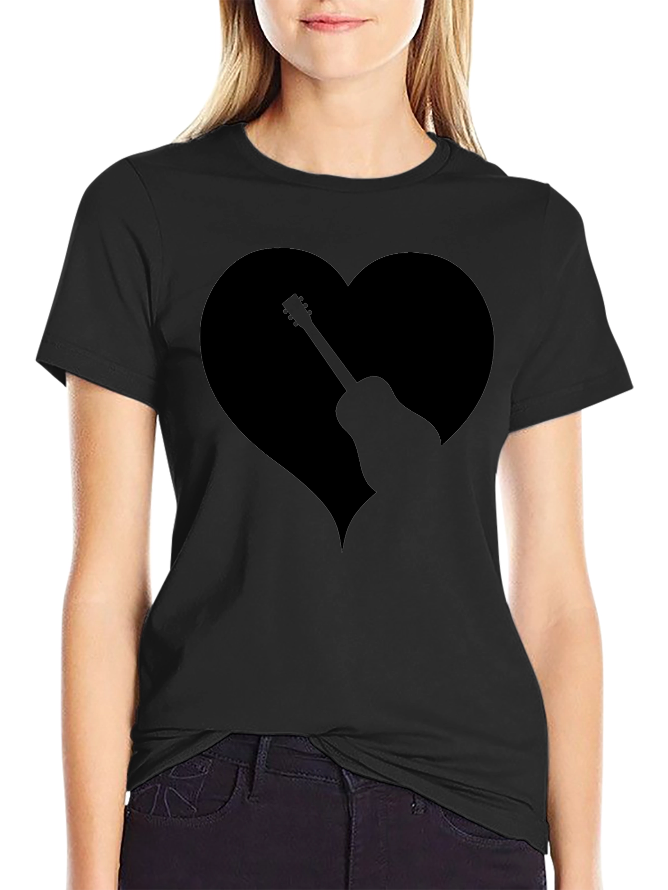 Guitar Heart Graphic Tee - Mens Black T-Shirt
