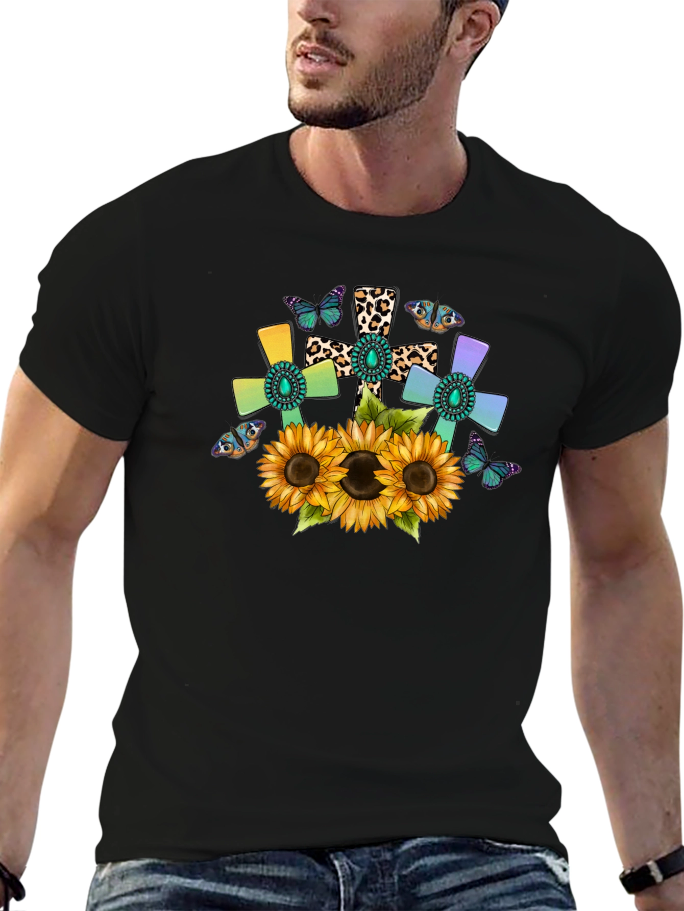 Sunflower Cross Graphic Tee