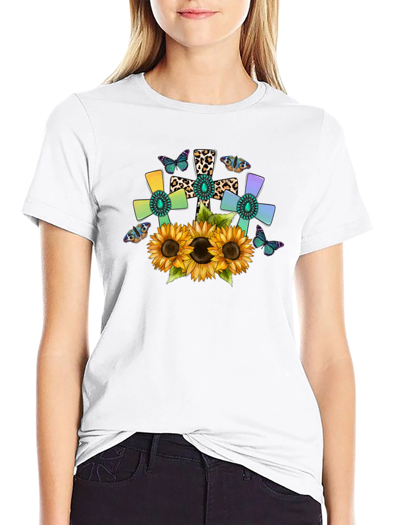 Sunflower Cross Graphic Tee