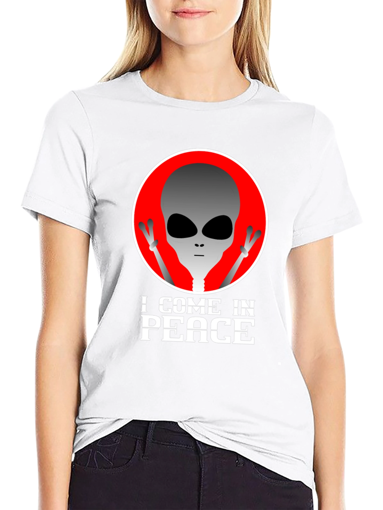 I Come In Peace Alien Graphic Tee - Black