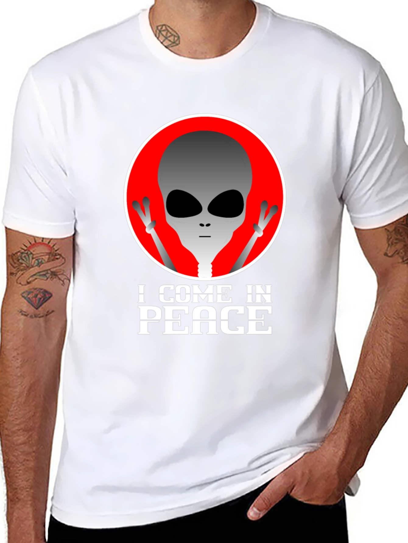 I Come In Peace Alien Graphic Tee - Black