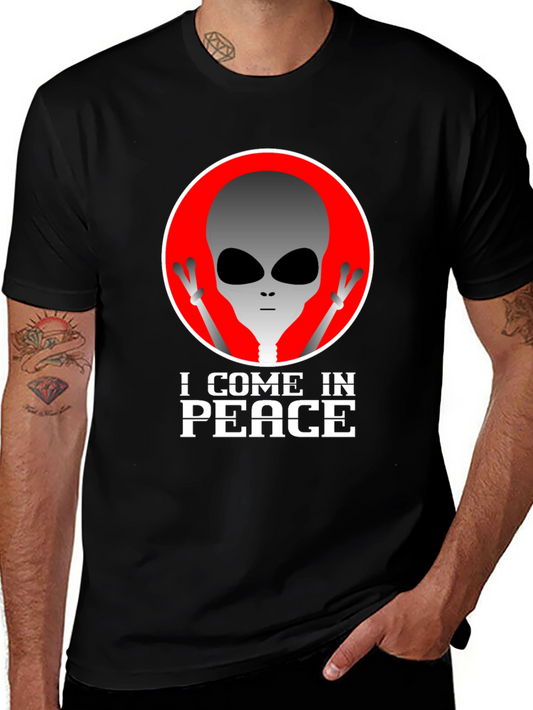 I Come In Peace Alien Graphic Tee - Black