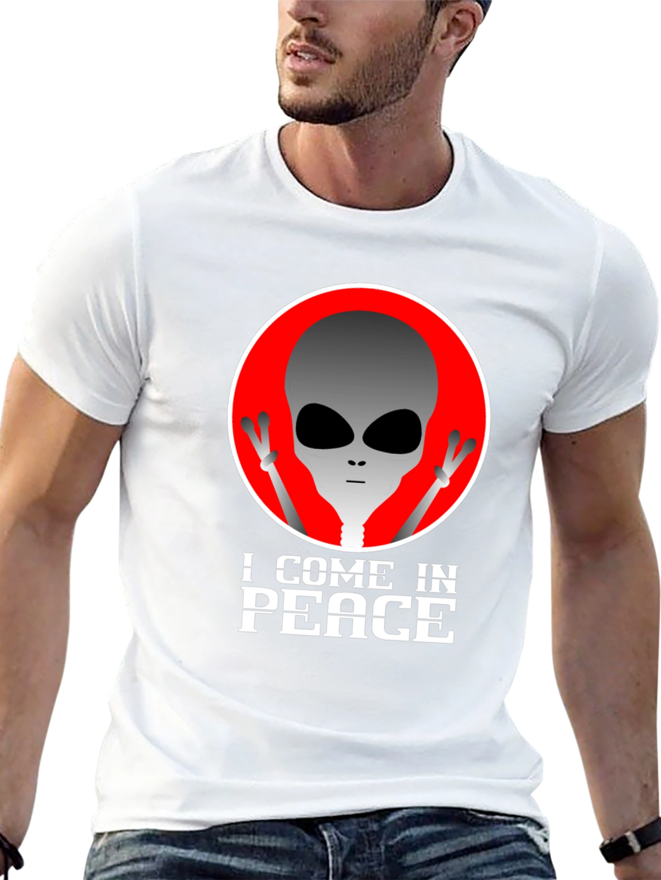 I Come In Peace Alien Graphic Tee - Black