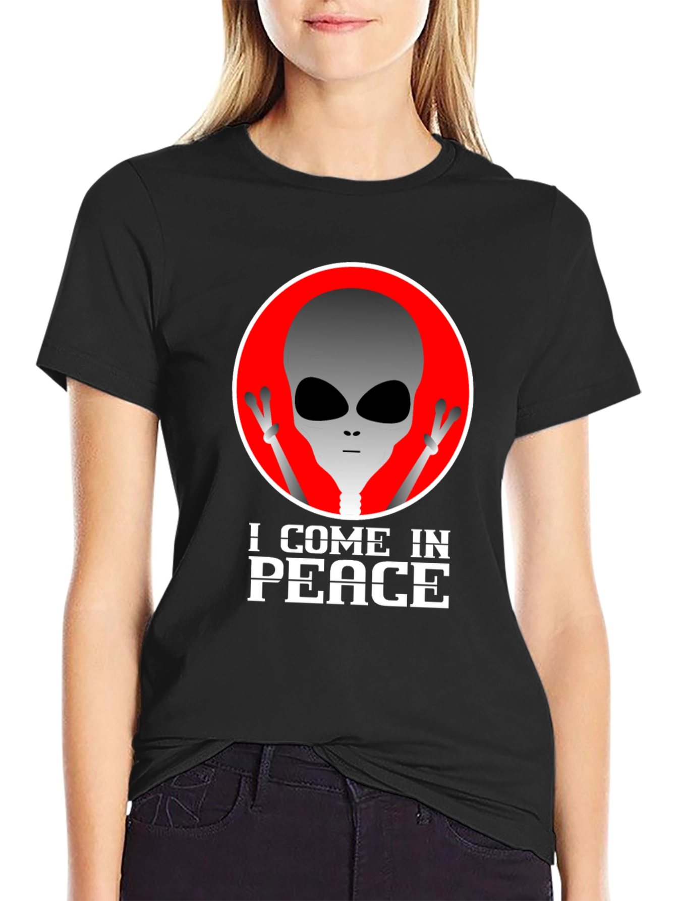 I Come In Peace Alien Graphic Tee - Black
