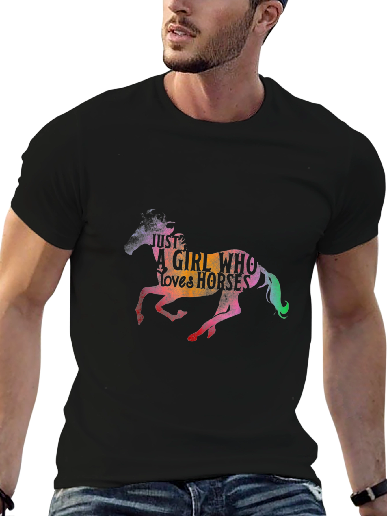 Just A Girl Who Loves Horses Black T-Shirt