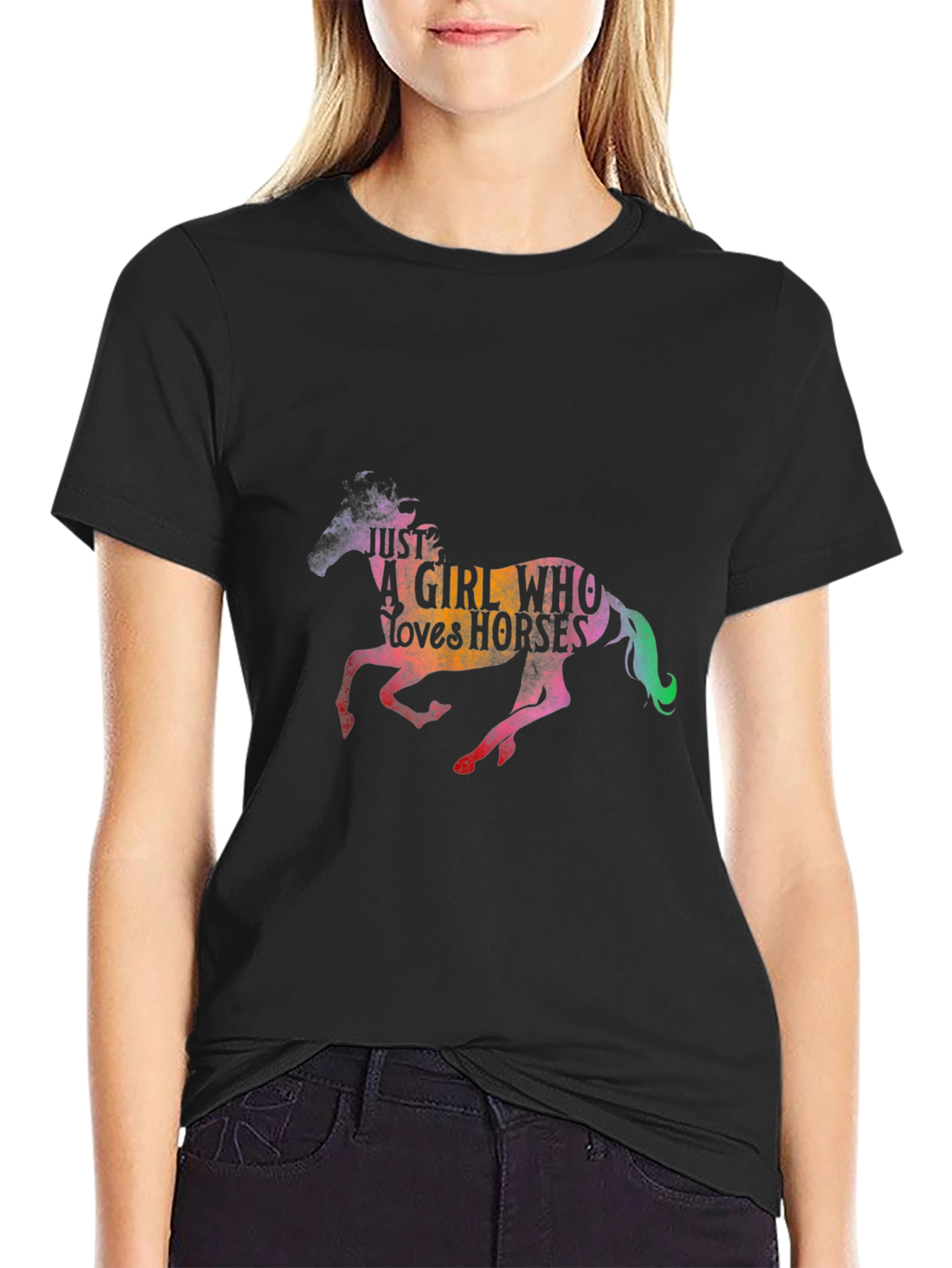 Just A Girl Who Loves Horses Black T-Shirt