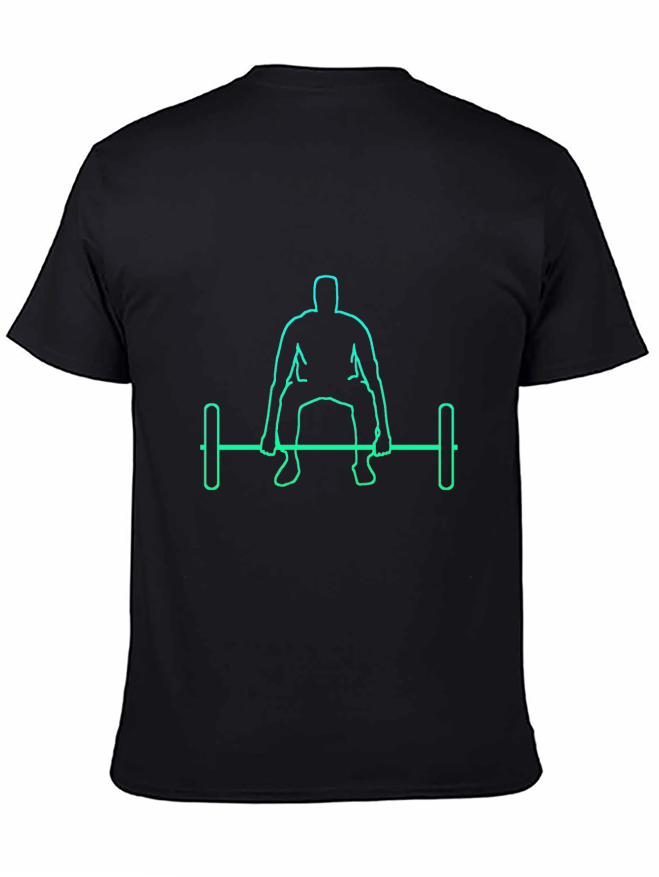 Black T-Shirt with Neon Weightlifter Graphic
