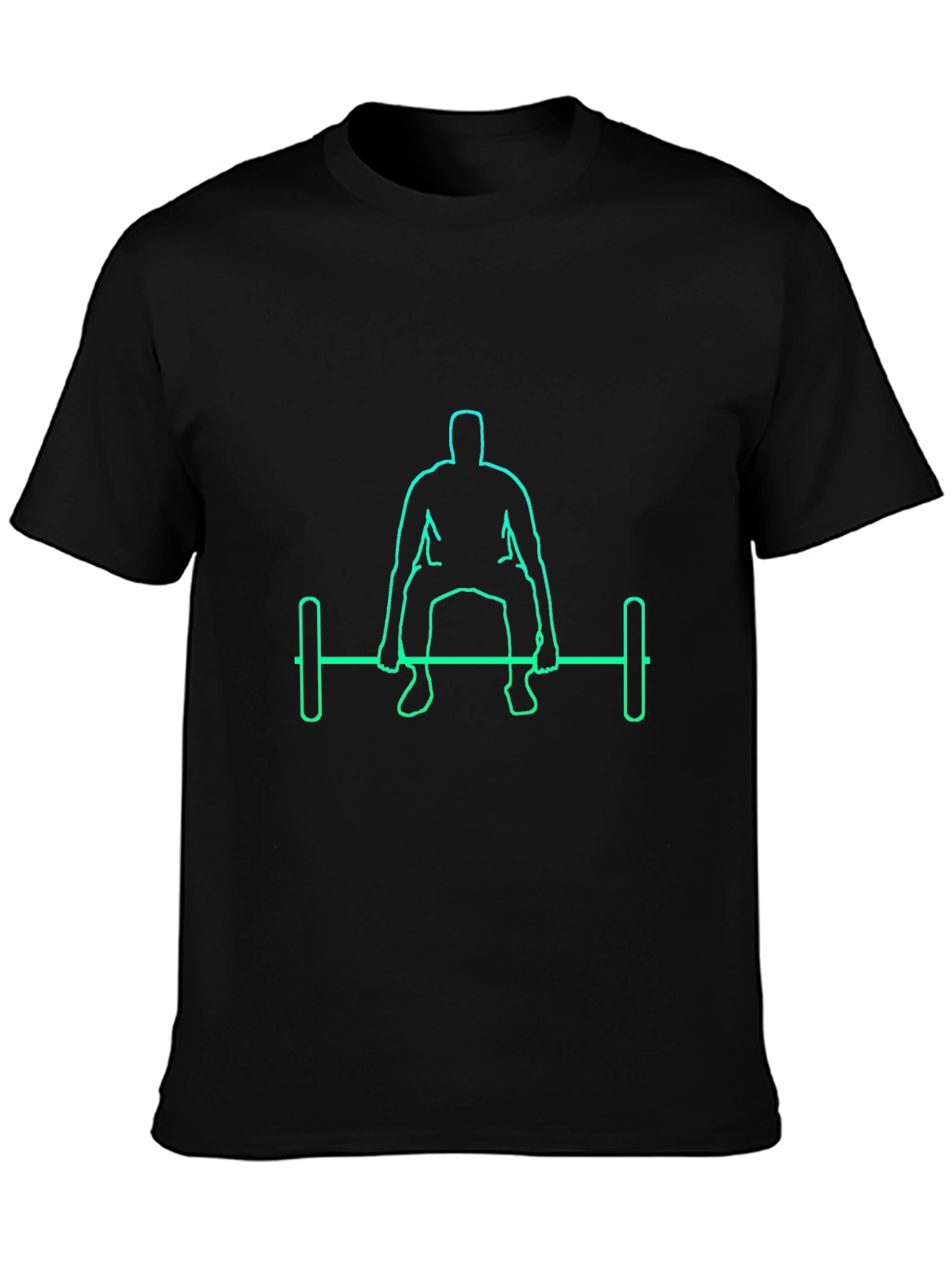 Black T-Shirt with Neon Weightlifter Graphic