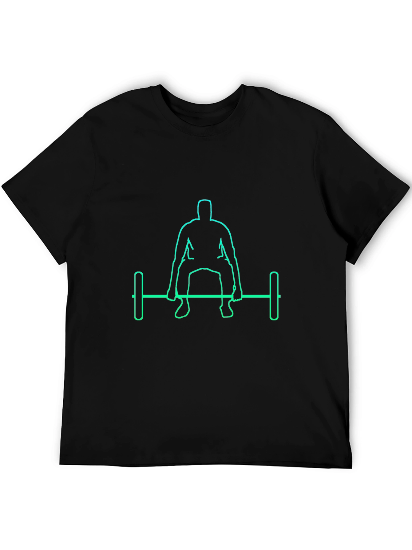 Black T-Shirt with Neon Weightlifter Graphic