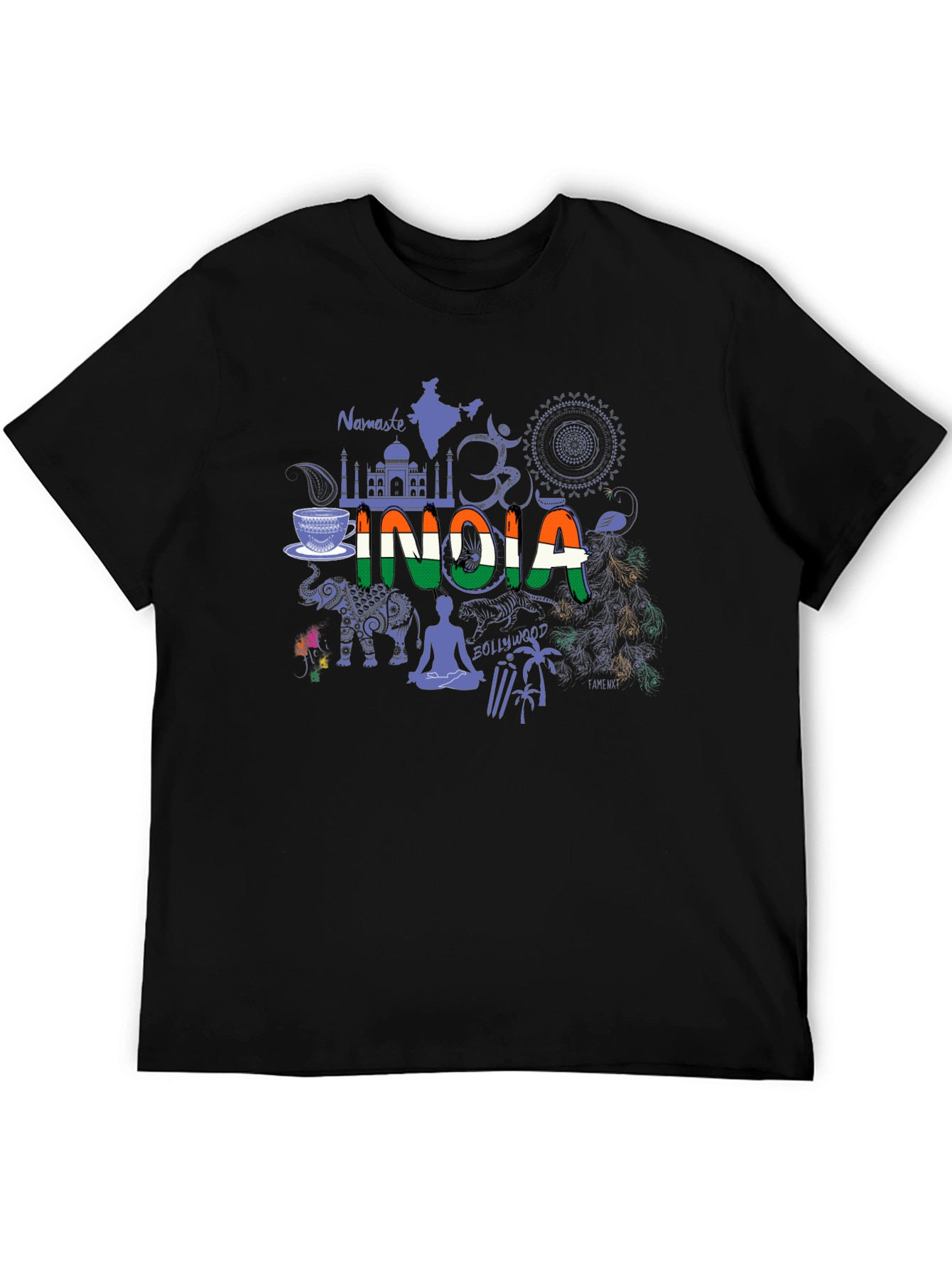 India Graphic Print Black T-Shirt
