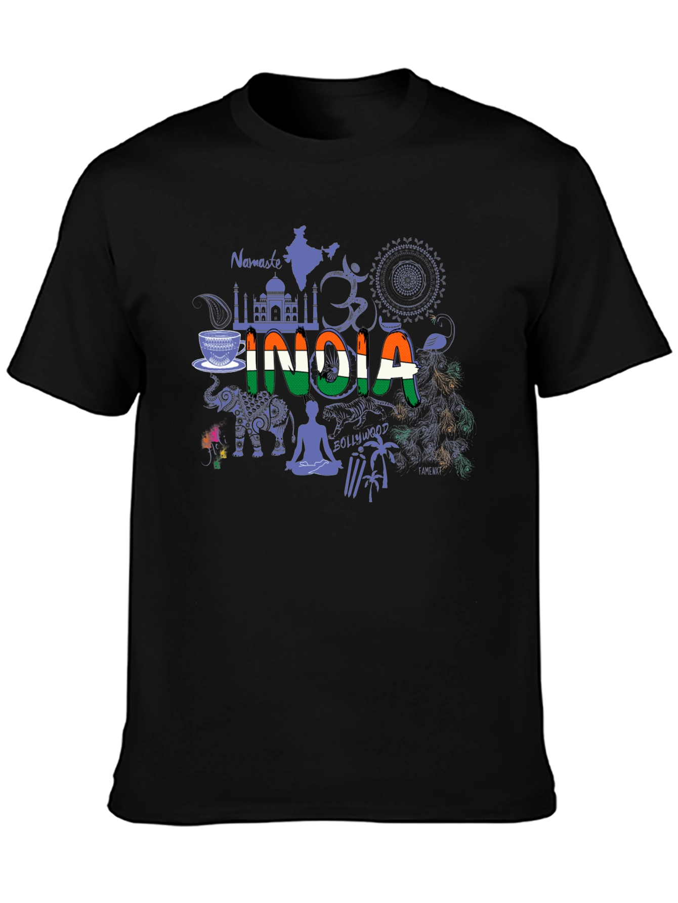 India Graphic Print Black T-Shirt