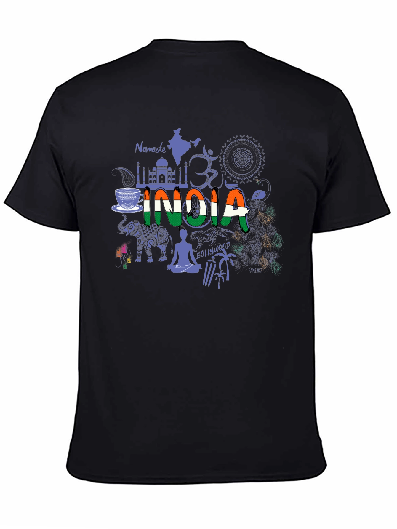 India Graphic Print Black T-Shirt