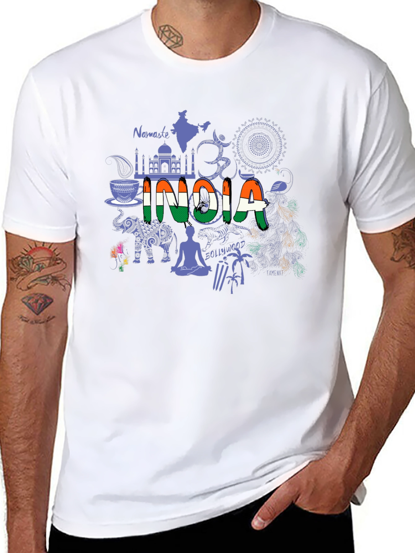 India Graphic Print Black T-Shirt