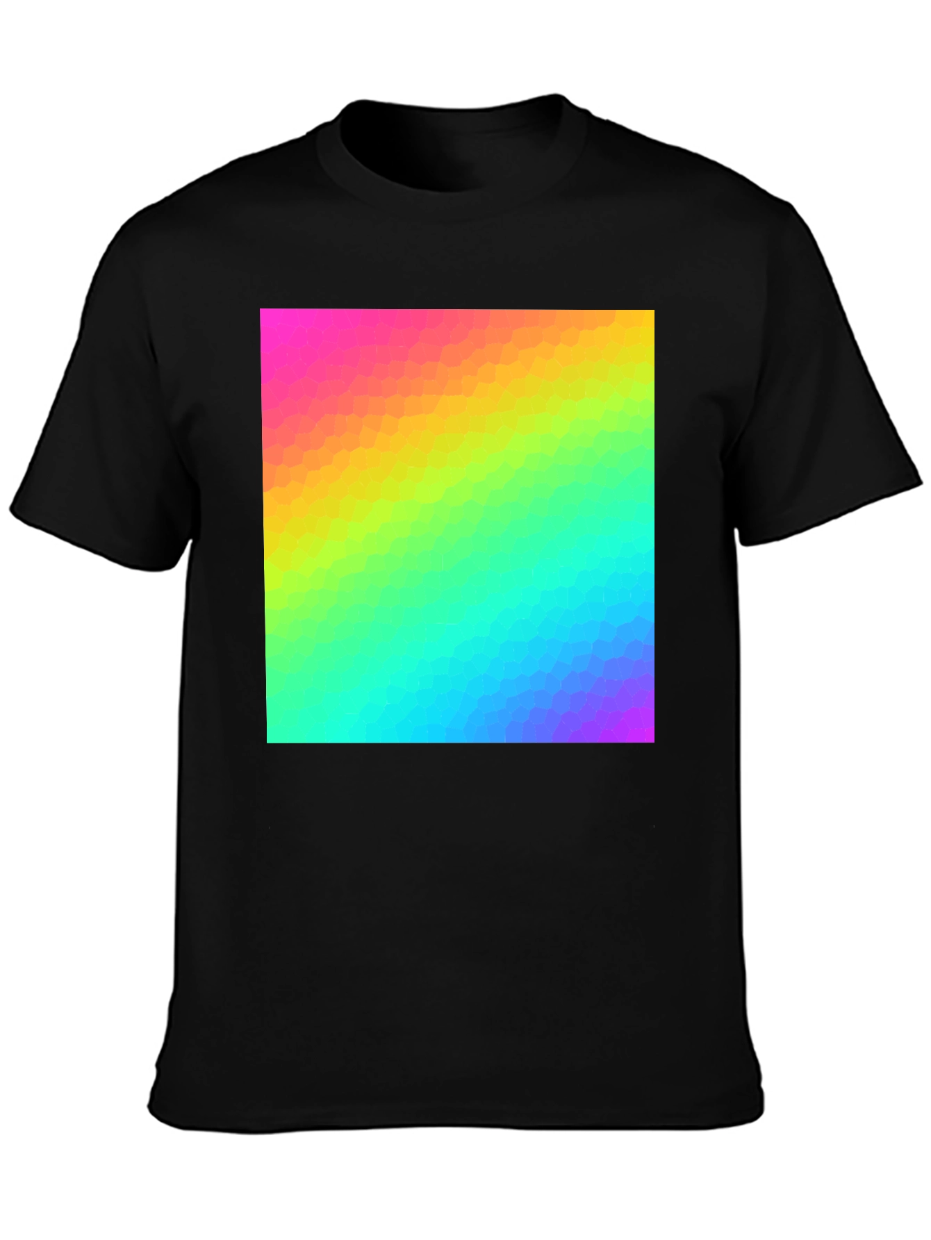 Rainbow Spectrum Graphic Print Black T-Shirt
