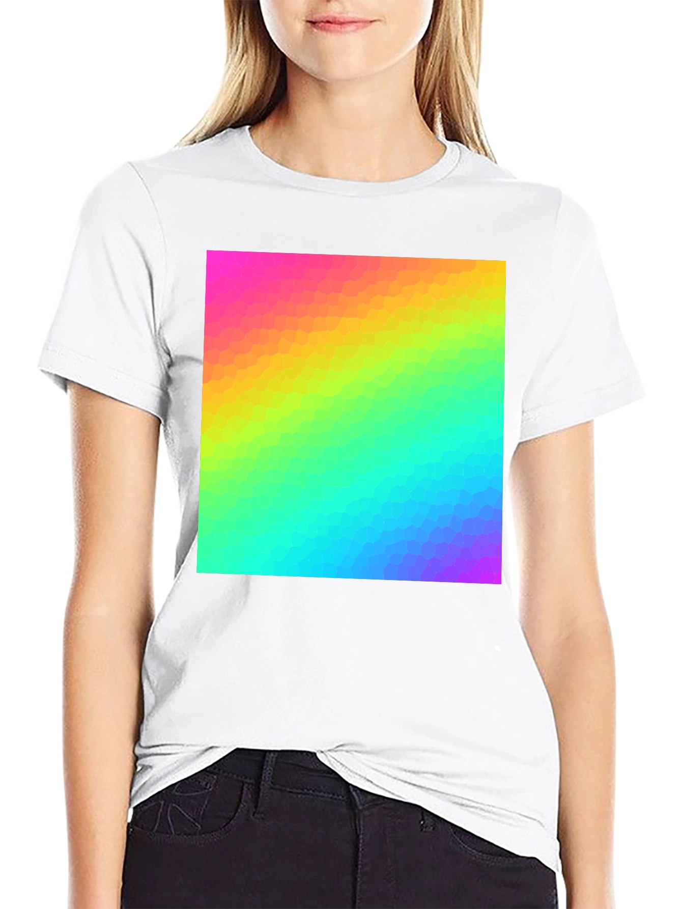 Rainbow Spectrum Graphic Print Black T-Shirt