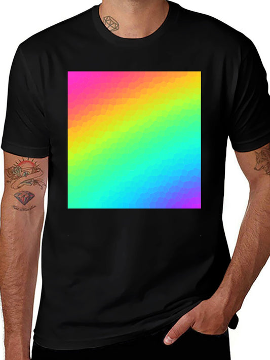 Rainbow Spectrum Graphic Print Black T-Shirt