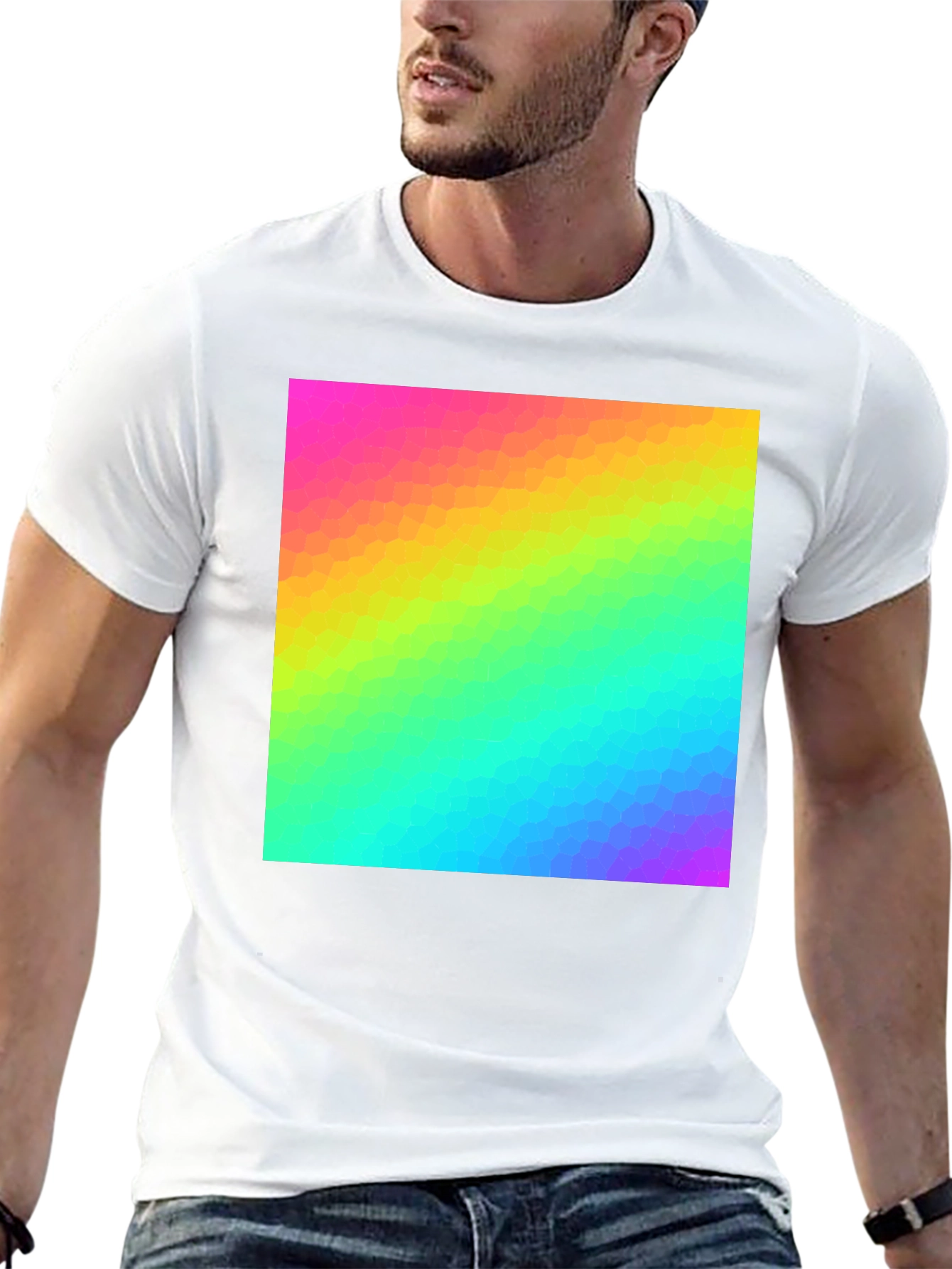 Rainbow Spectrum Graphic Print Black T-Shirt