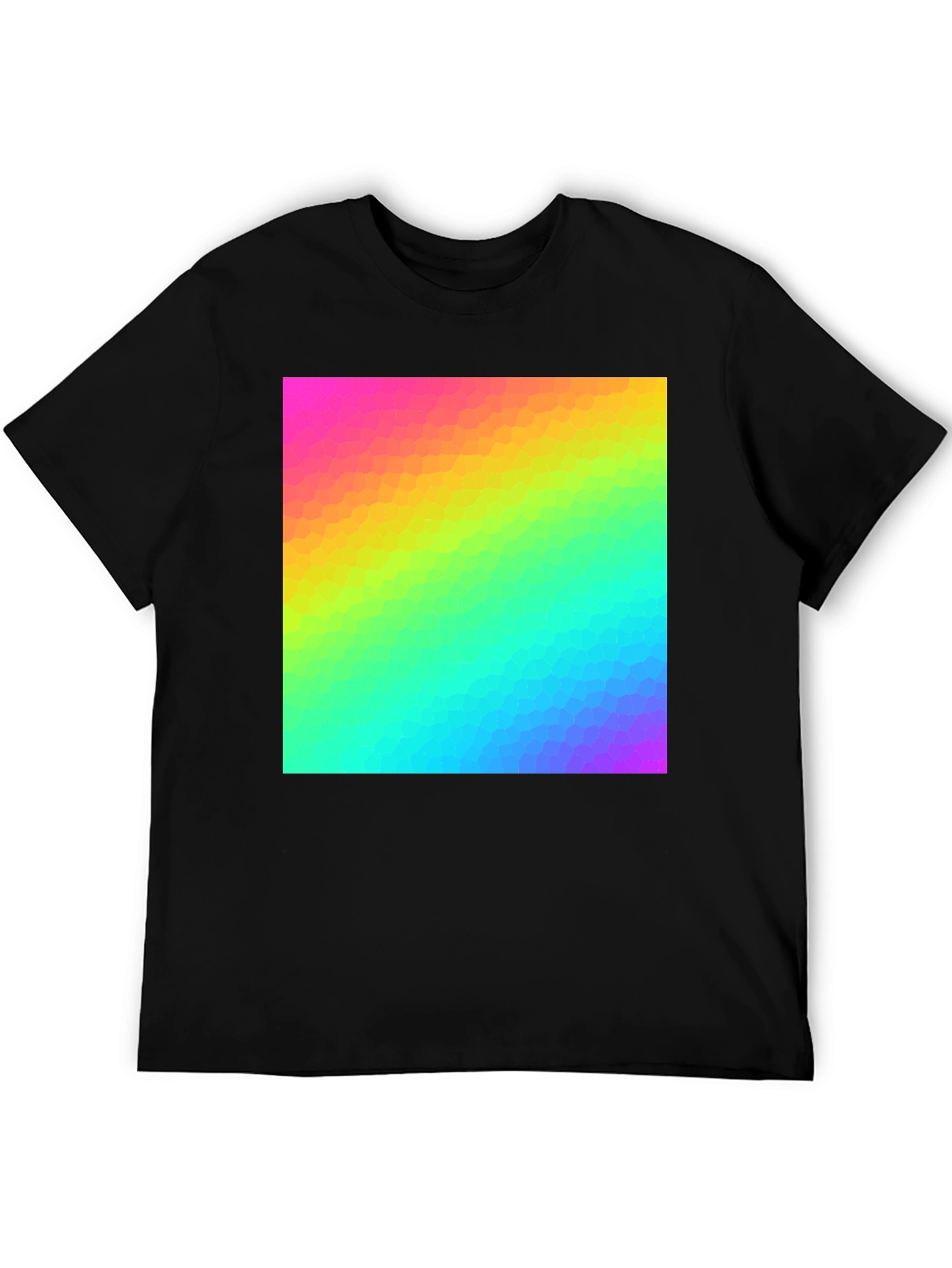 Rainbow Spectrum Graphic Print Black T-Shirt