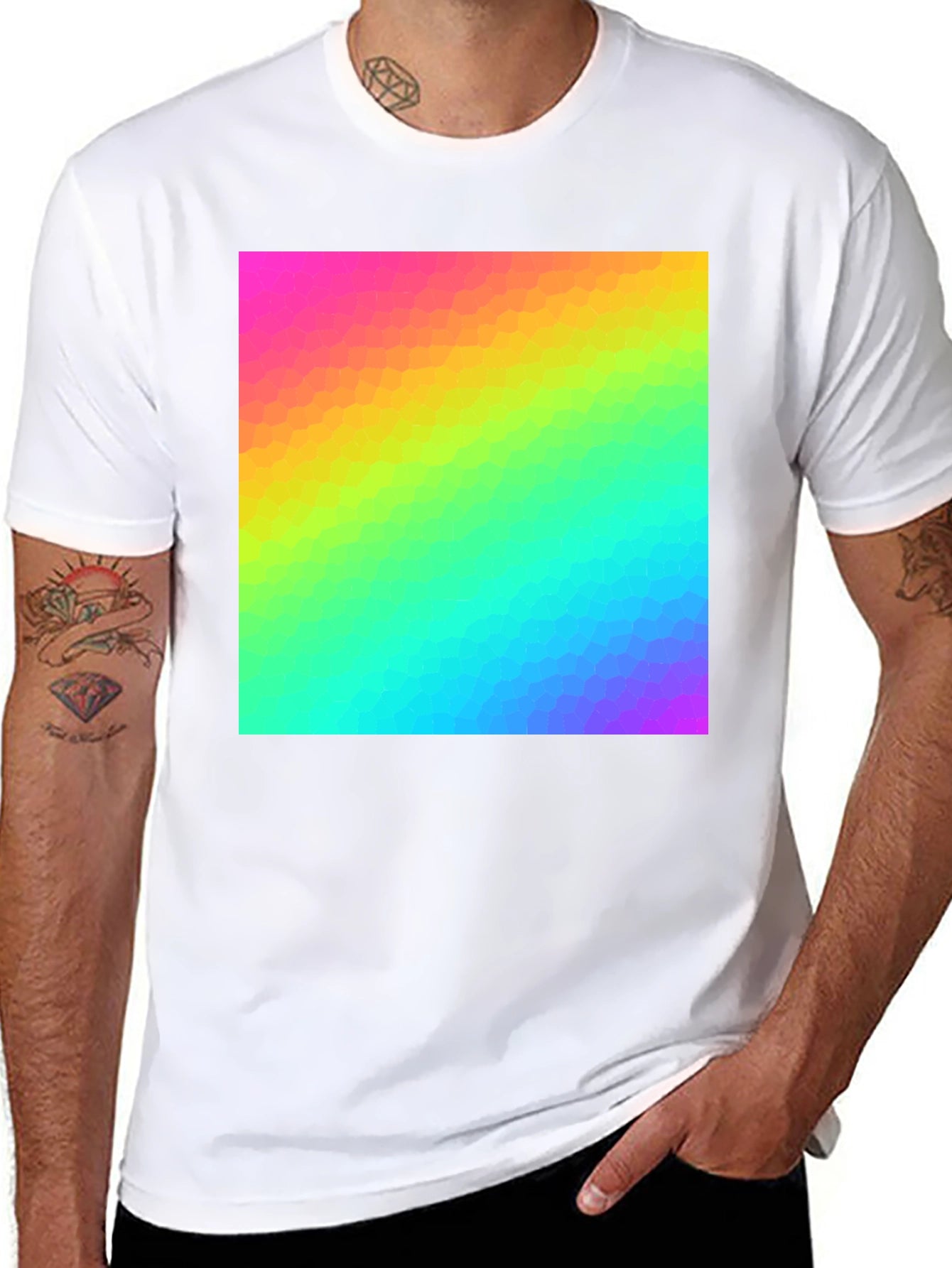 Rainbow Spectrum Graphic Print Black T-Shirt
