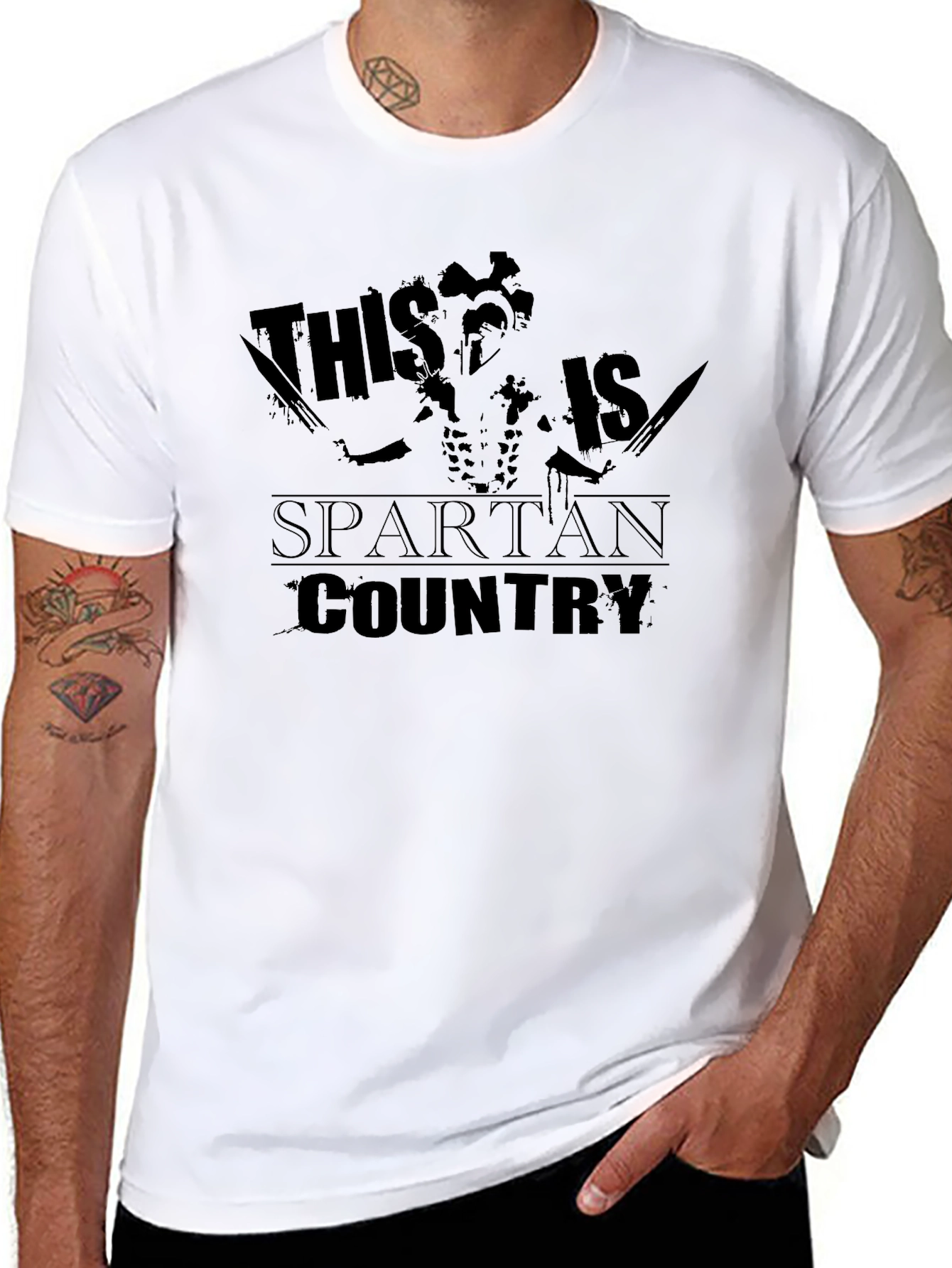 This is Spartan Country Black Graphic T-Shirt