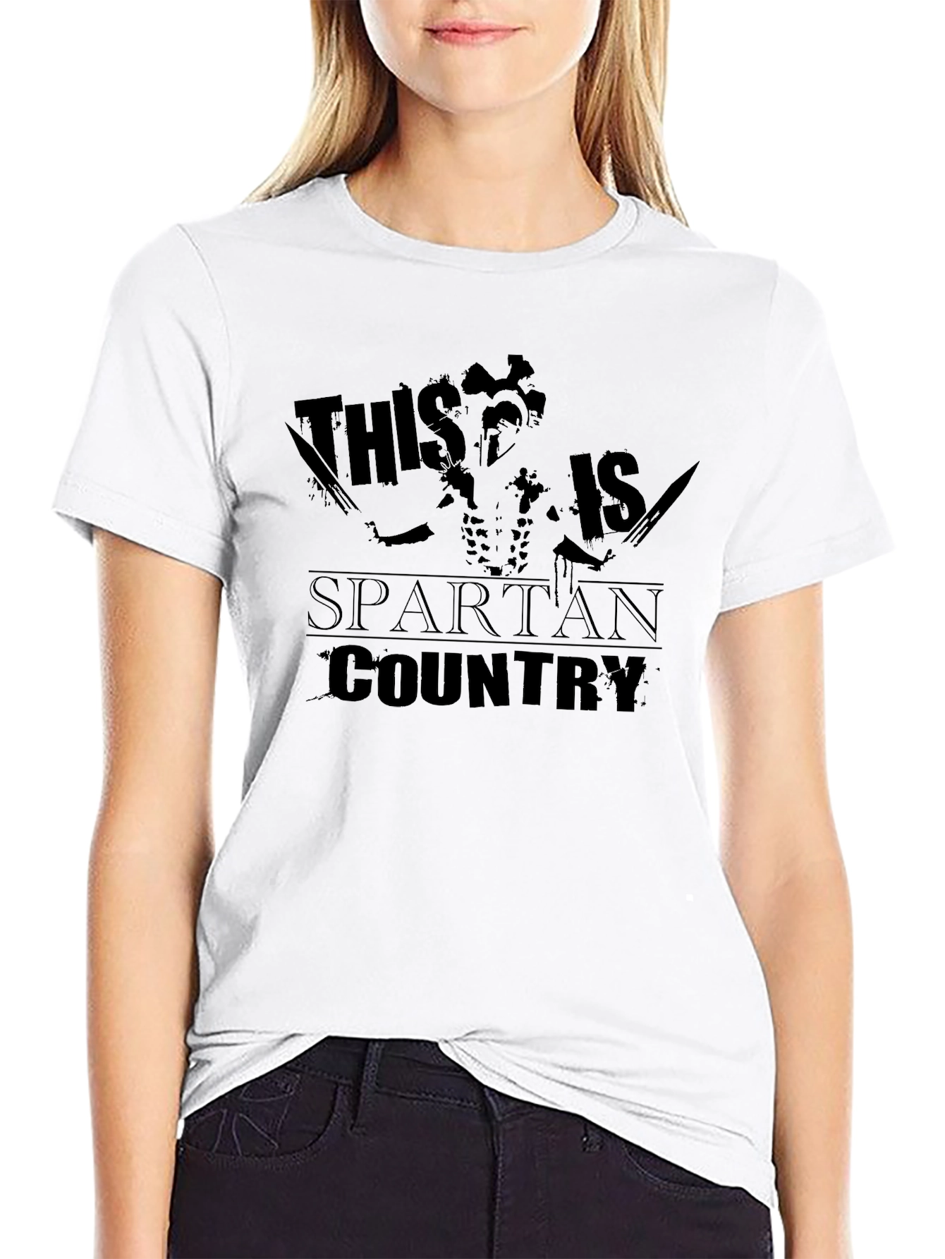 This is Spartan Country Black Graphic T-Shirt