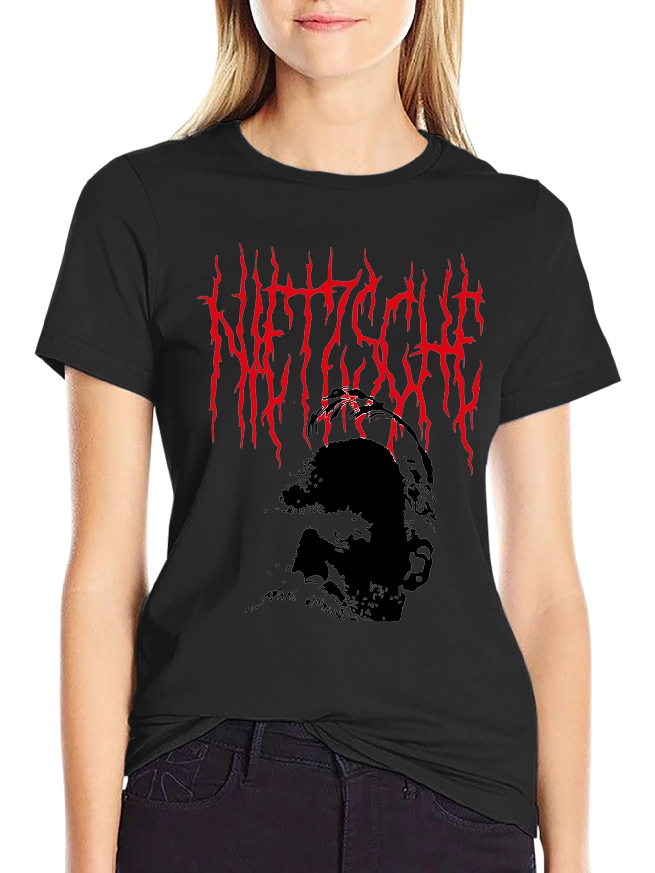 Nietzsche Heavy Metal Style Graphic T-Shirt