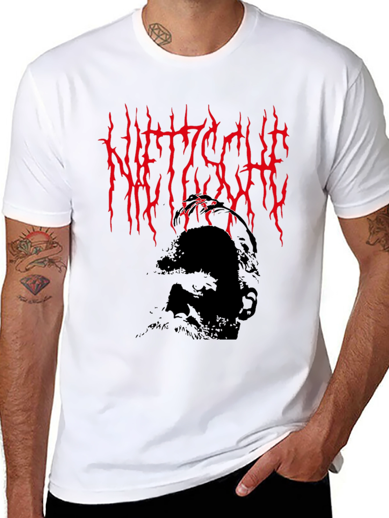 Nietzsche Heavy Metal Style Graphic T-Shirt