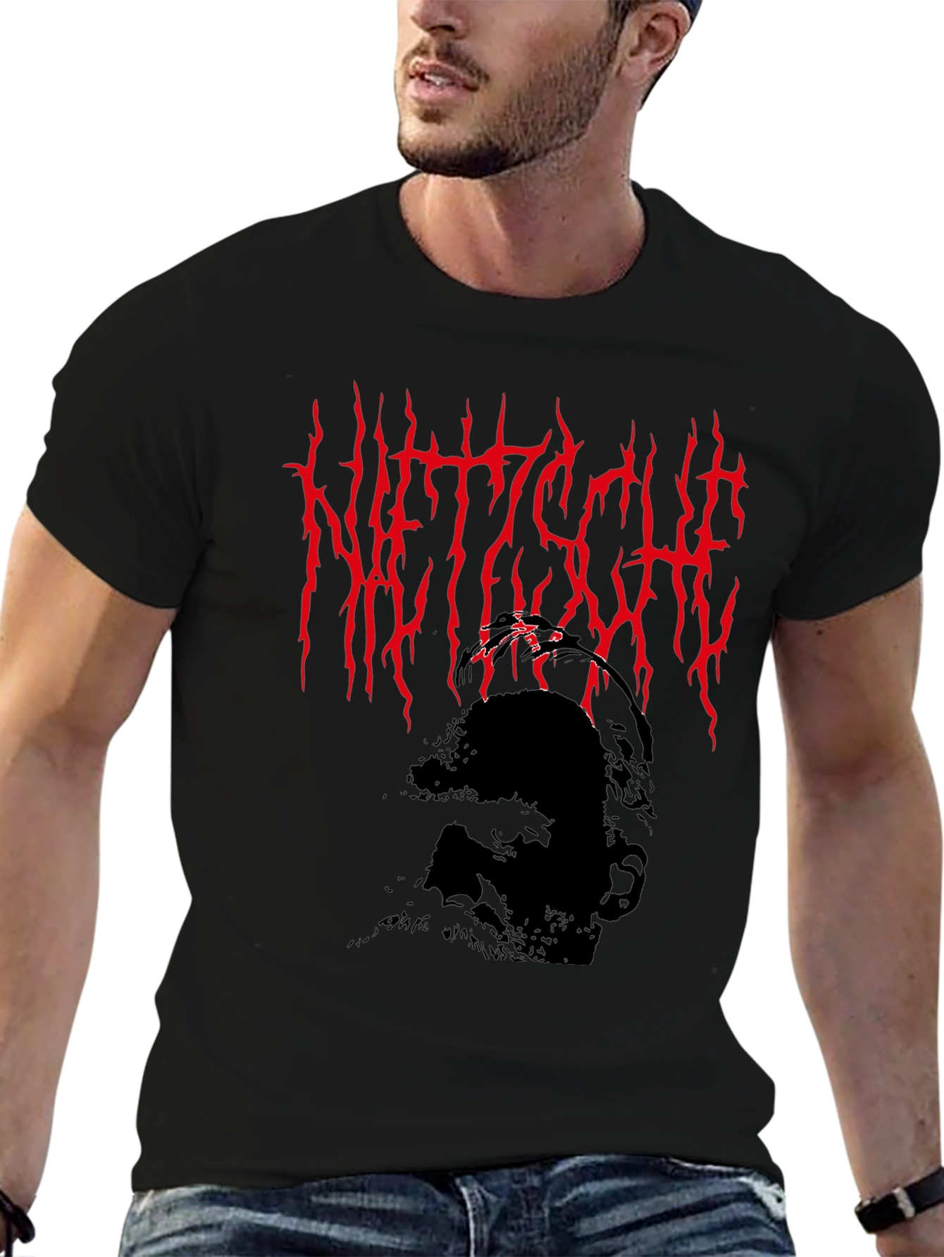 Nietzsche Heavy Metal Style Graphic T-Shirt