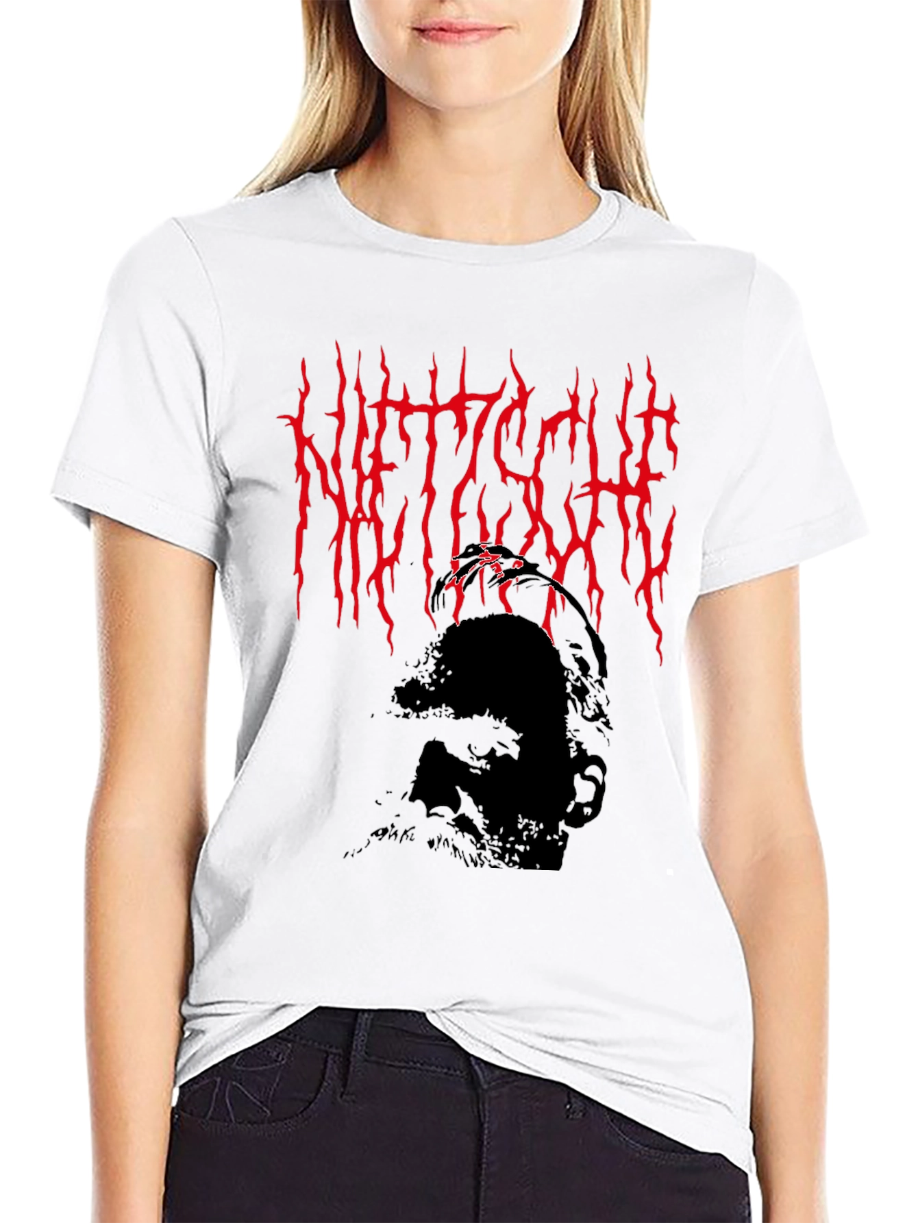 Nietzsche Heavy Metal Style Graphic T-Shirt