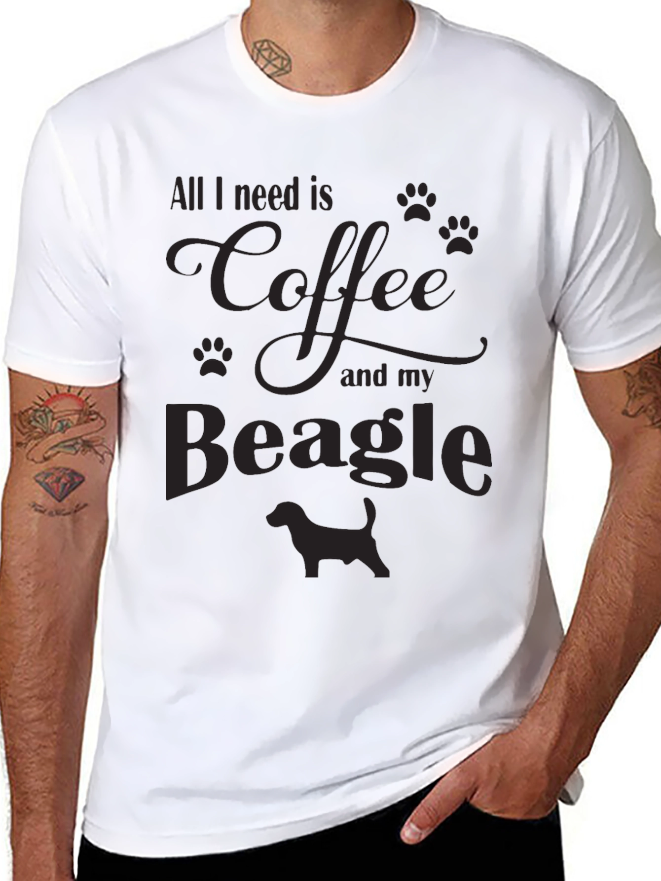 Coffee & Beagle T-Shirt - Mens Casual Tee