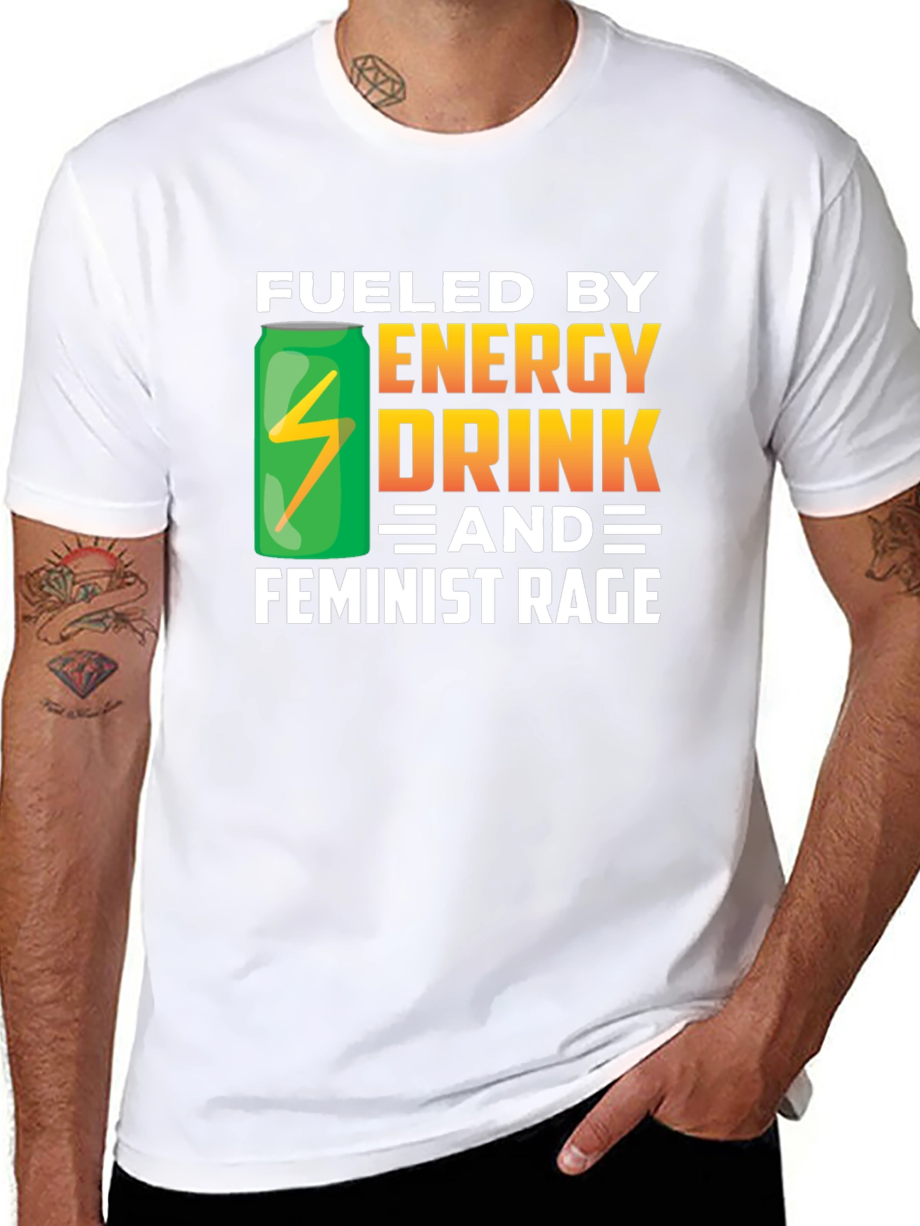 Fueled By Energy Drink & Feminist Rage Black T-Shirt