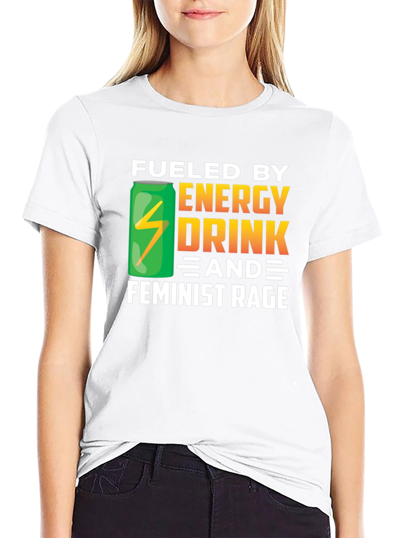 Fueled By Energy Drink & Feminist Rage Black T-Shirt