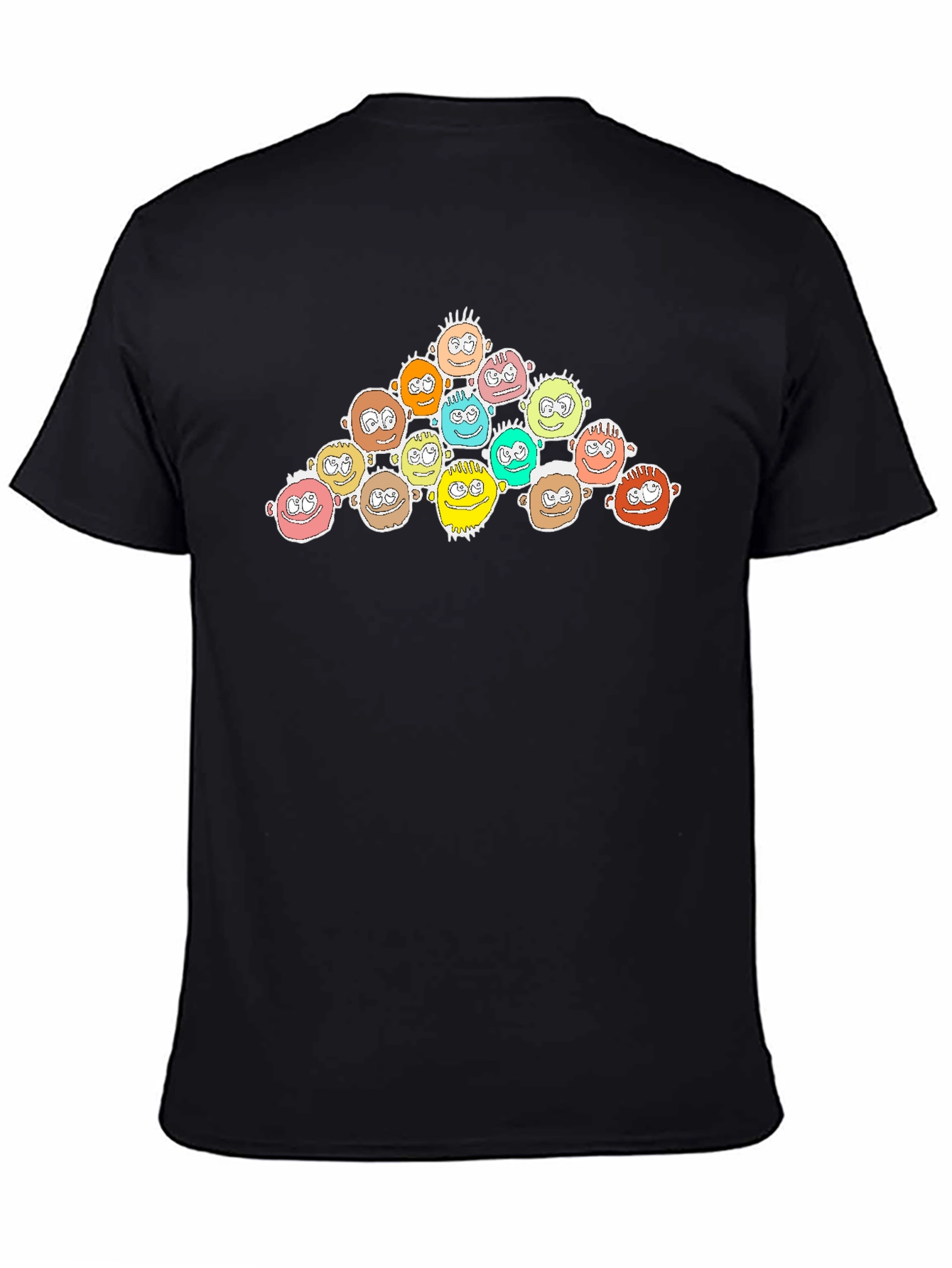 Cartoon Character Heads Black T-Shirt